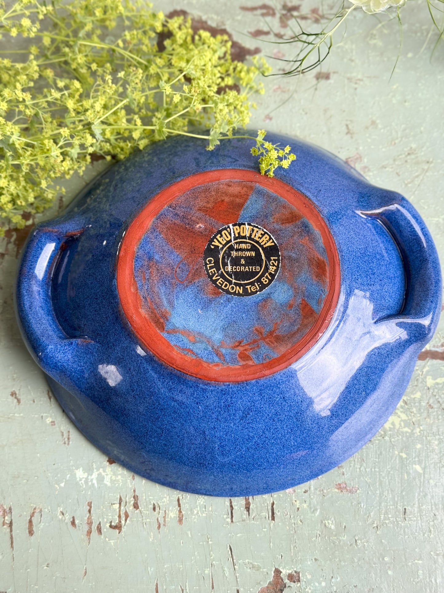 Vintage Yeo Pottery Slipware Bowl, Clevedon, Somerset