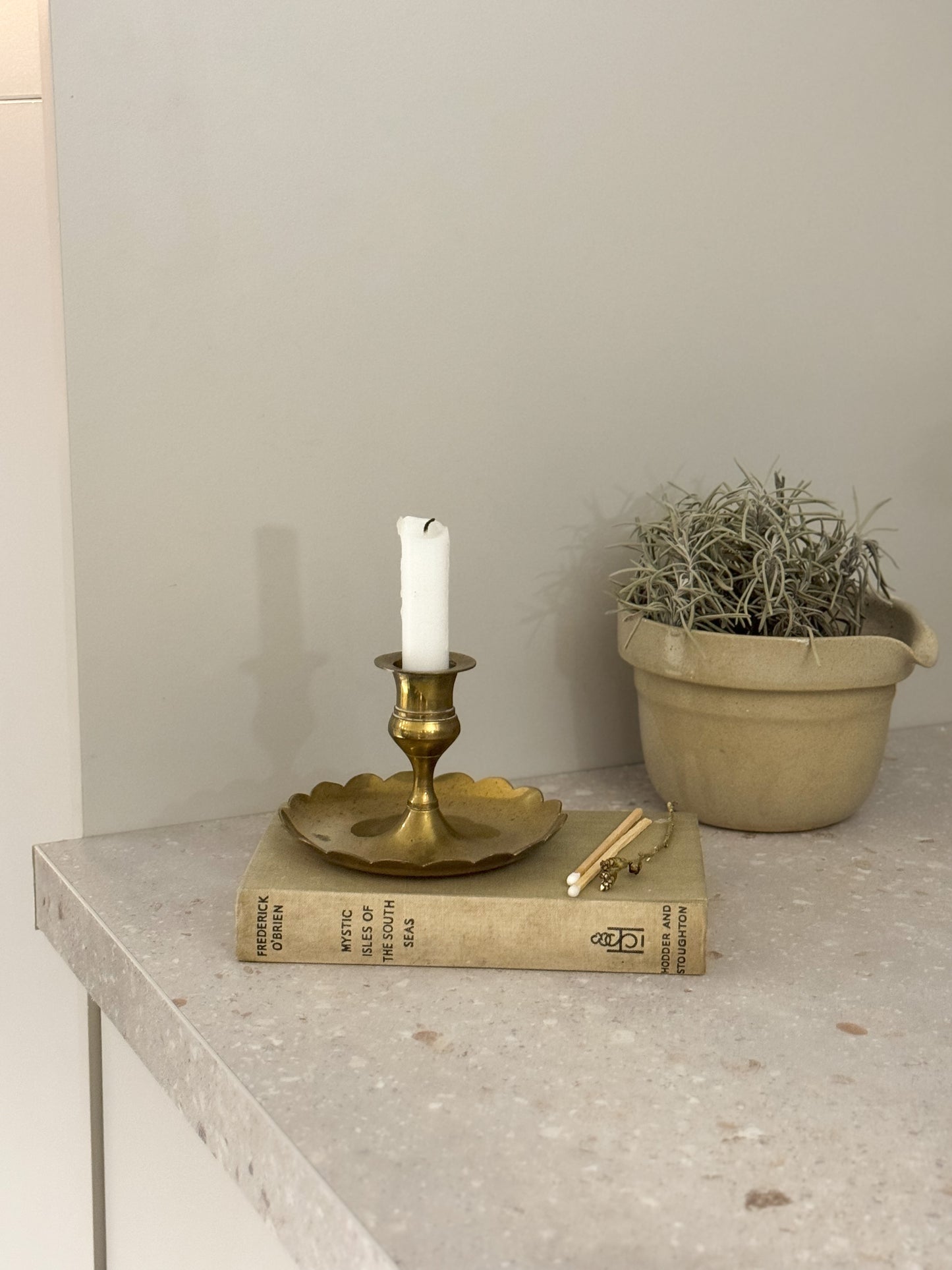 Vintage Scalloped Brass Candle Holder