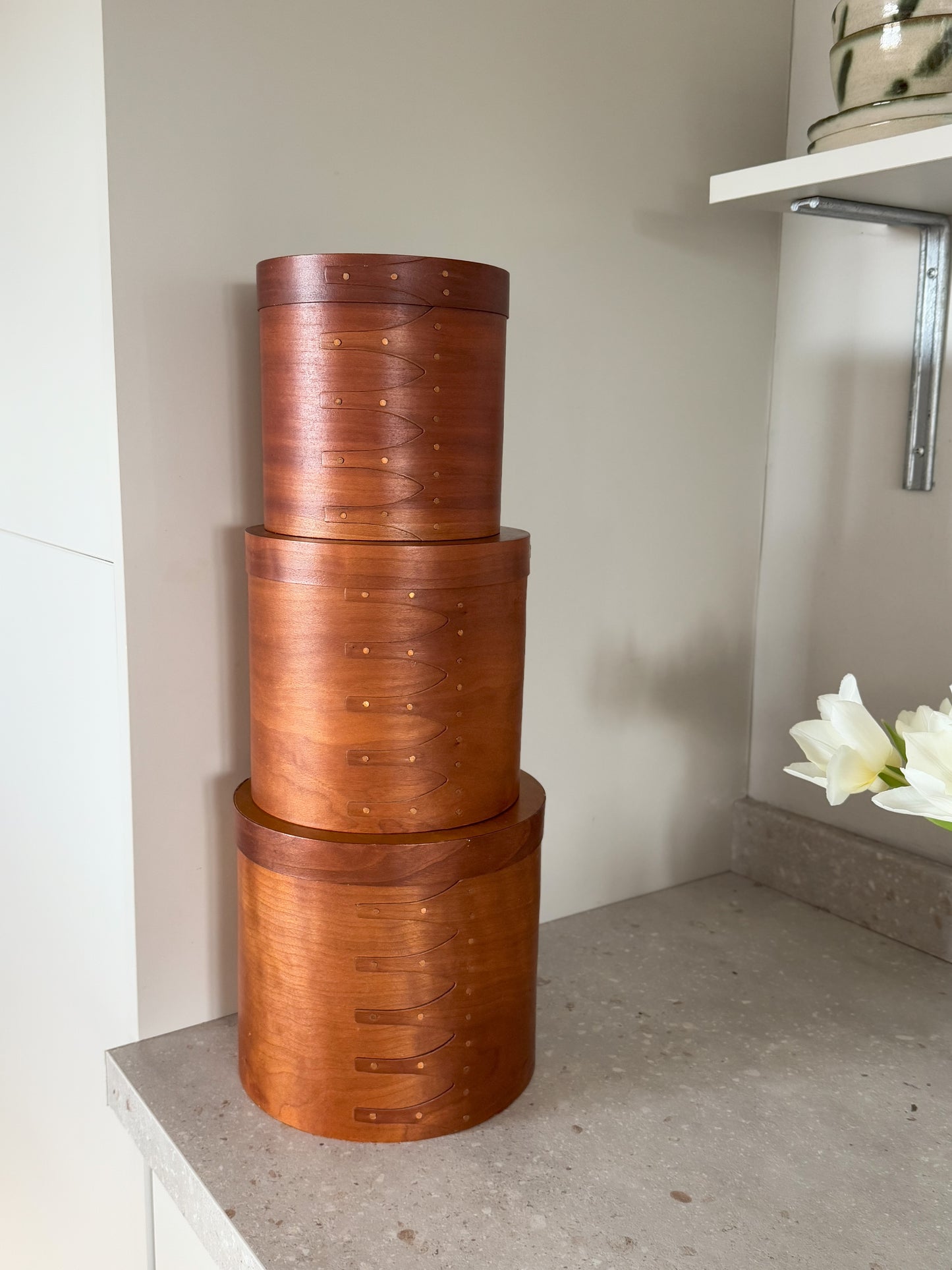 Vintage Handmade Bentwood Shaker Storage Boxes • Set of 3