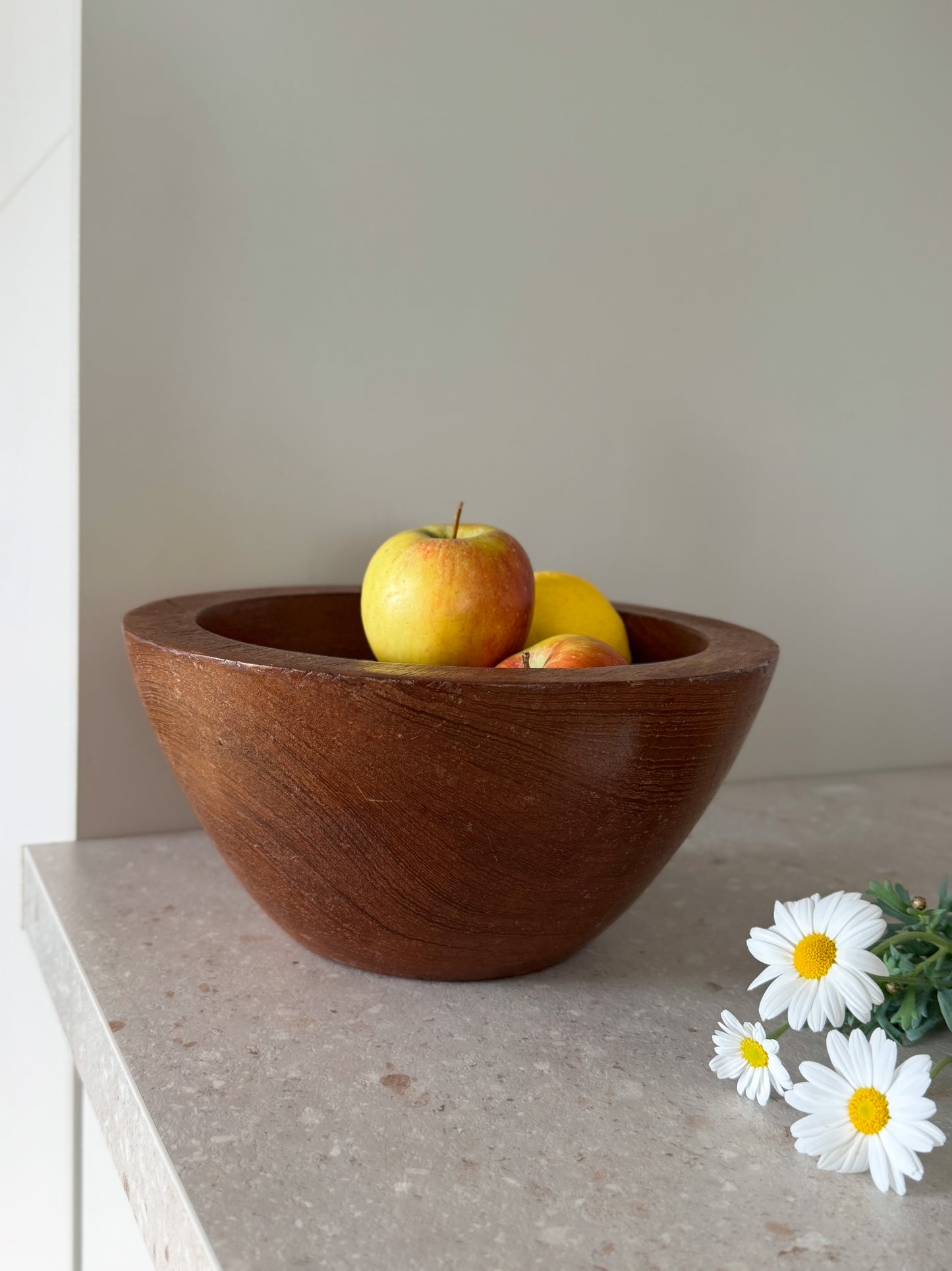 Vintage Large Solid Teak Bowl