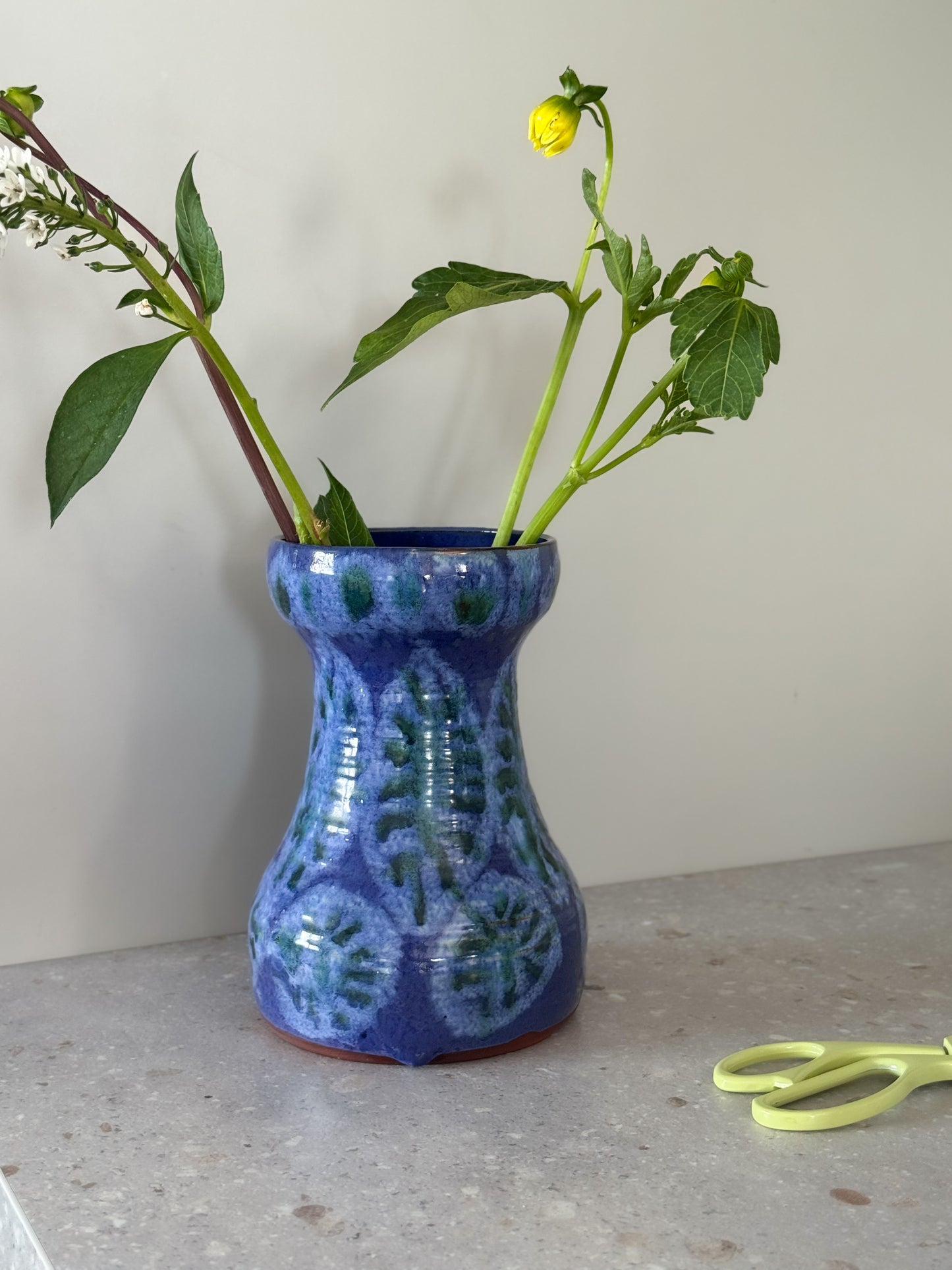 Vintage Studio Pottery Vase, Cobalt & Green Textured Glaze