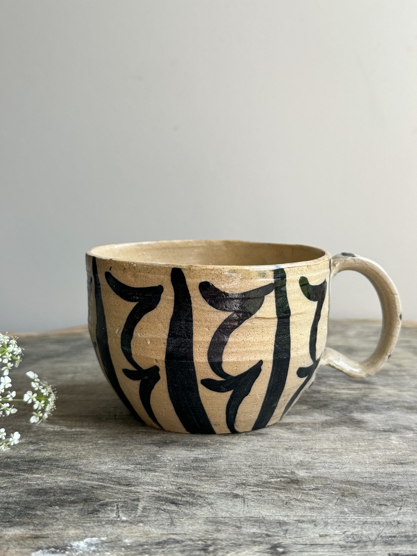 Folk Art Studio Pottery Abstract Mug