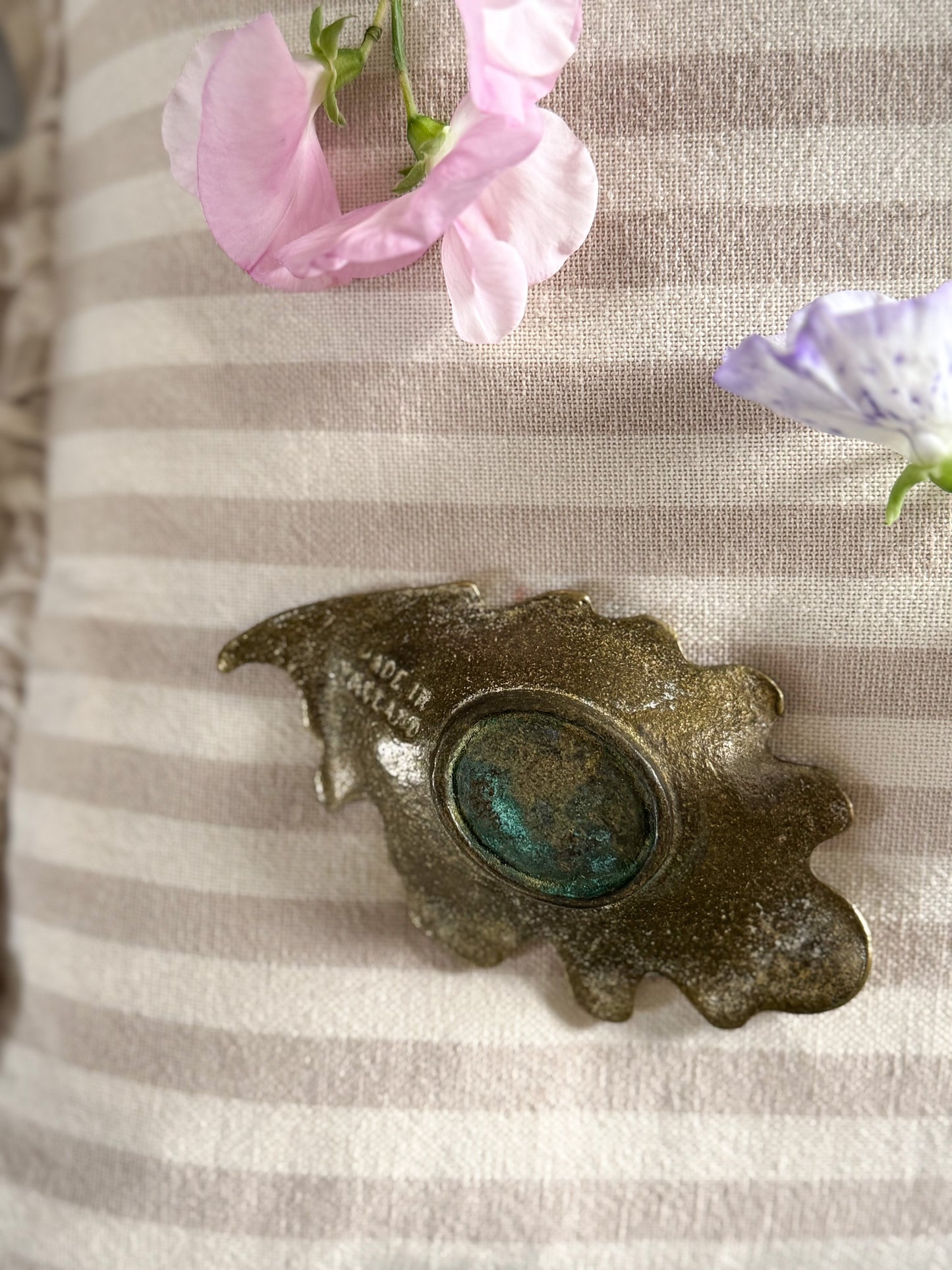 Vintage Solid Brass Oak Leaf Dish, Made in England