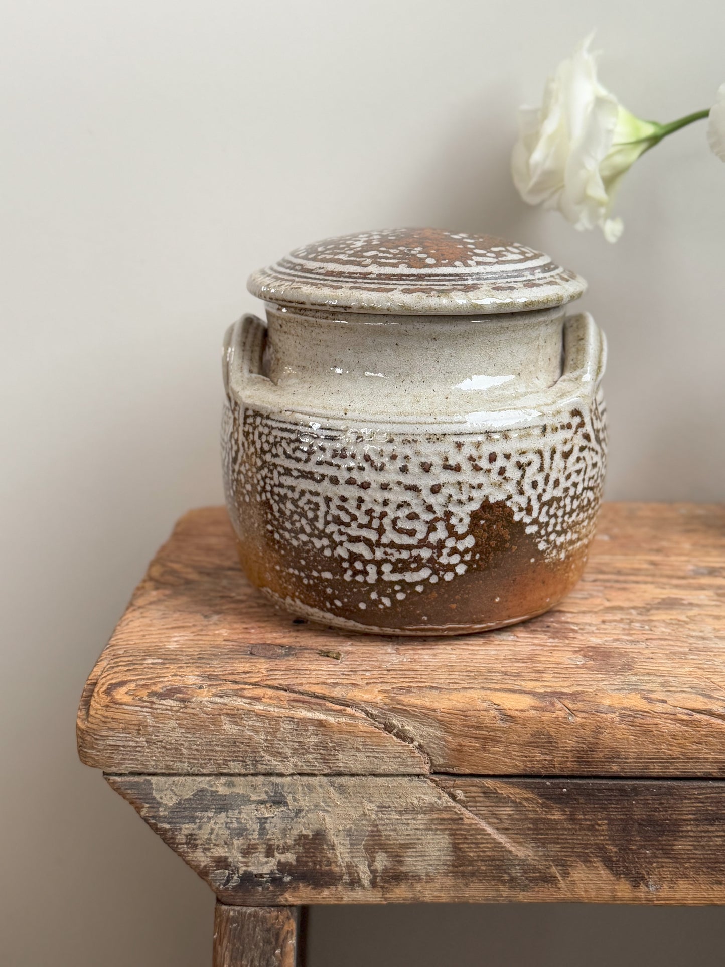 Rare Vintage 1980s Welsh Studio Pottery Lidded Pot by Vicky Buxton, Conway, North Wales