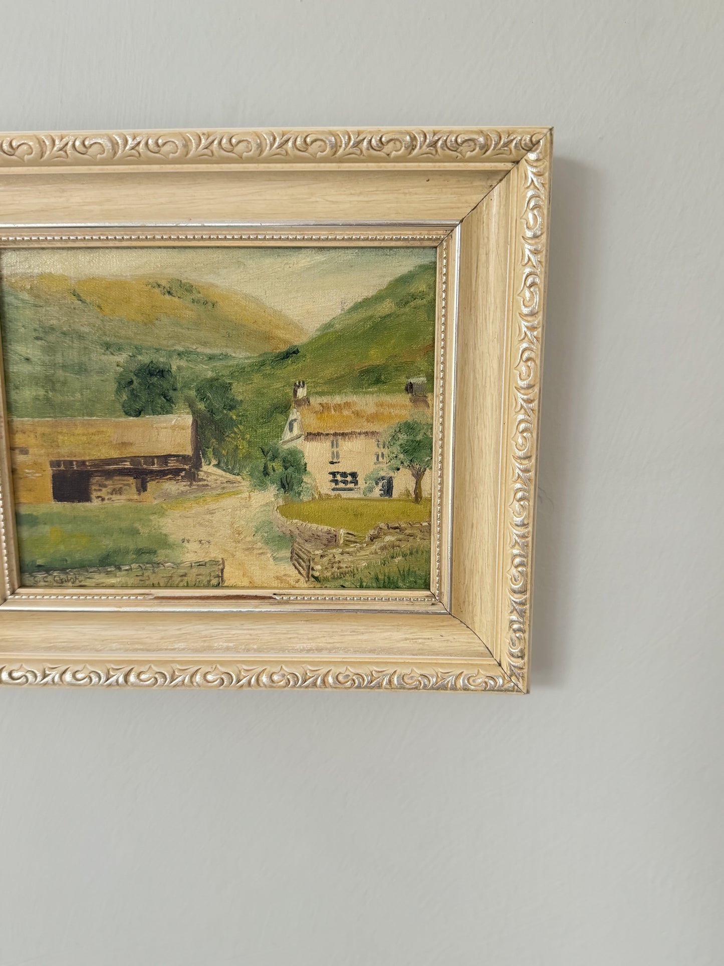 Vintage Original Framed ‘Yew Tree Cottage’ Oil Painting by Geoffrey C. Walsh