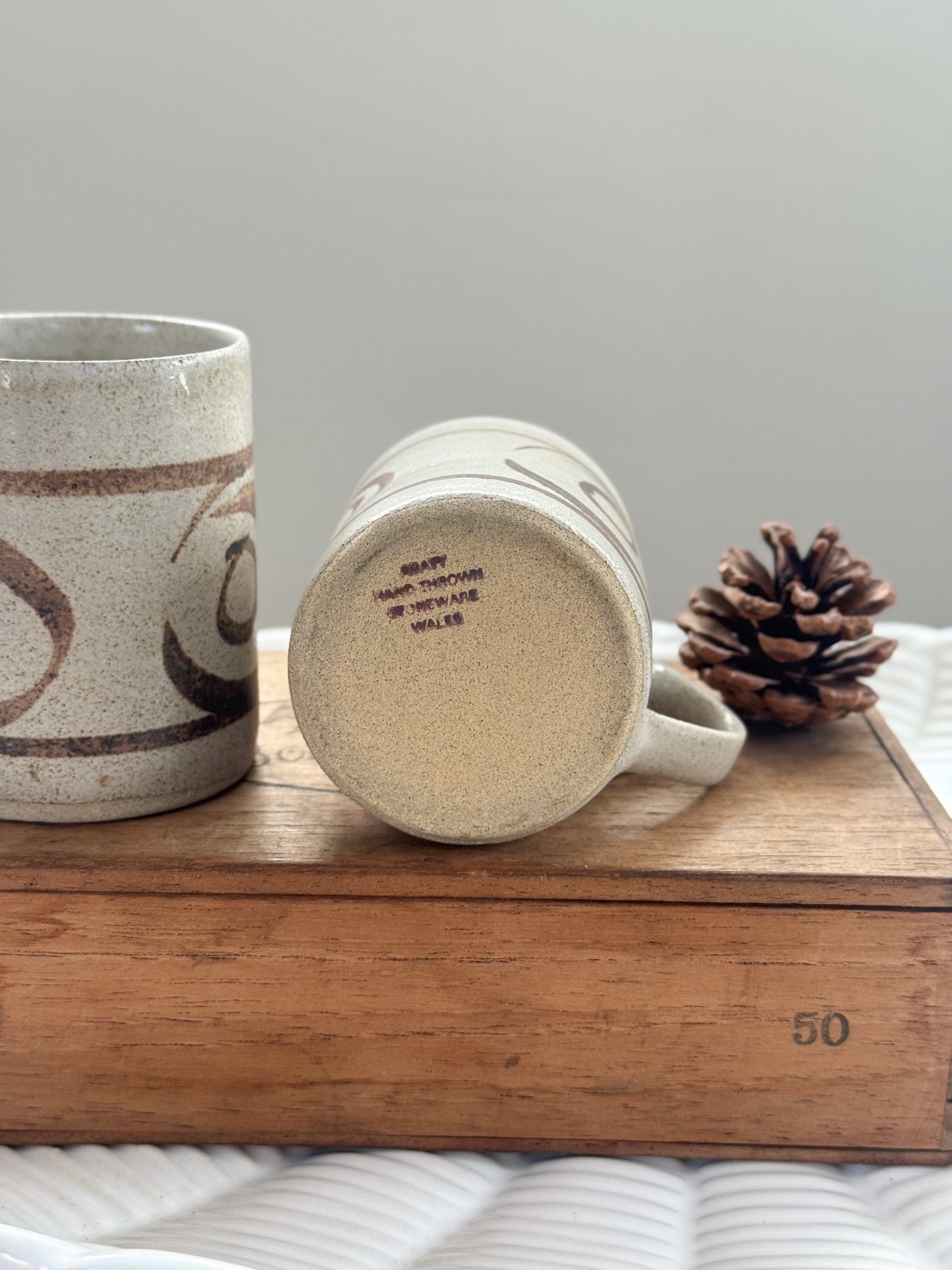 Vintage Welsh Studio Pottery Mugs by Abaty Pottery (Pair)