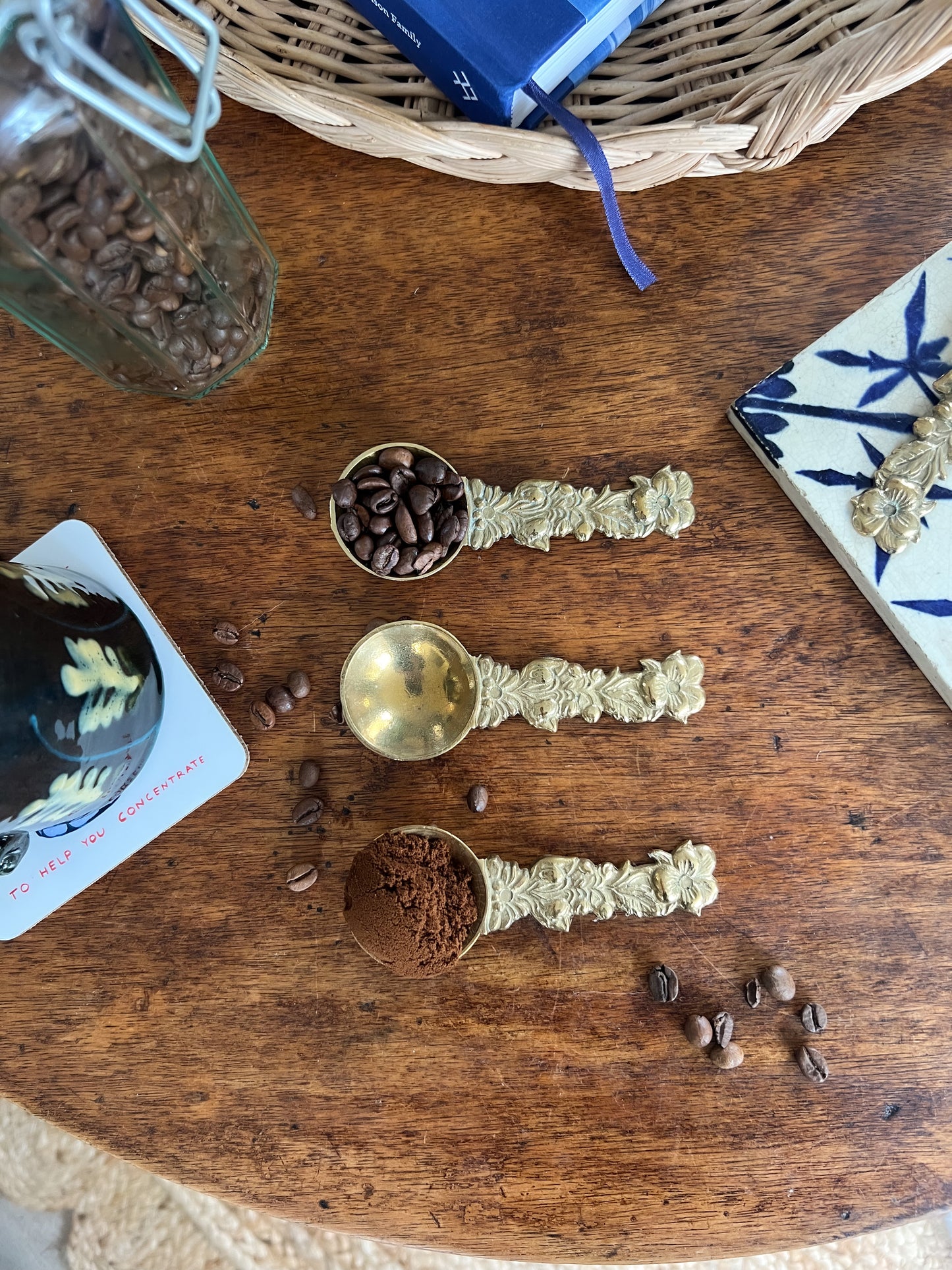 Vintage Solid Brass Floral Coffee/Tea Scoop