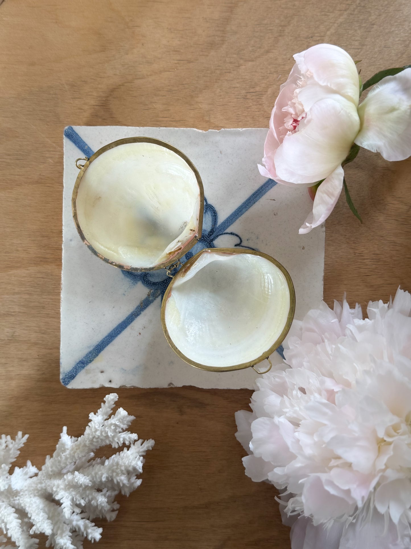 Vintage Handmade Mother of Pearl & Brass Coin Purse