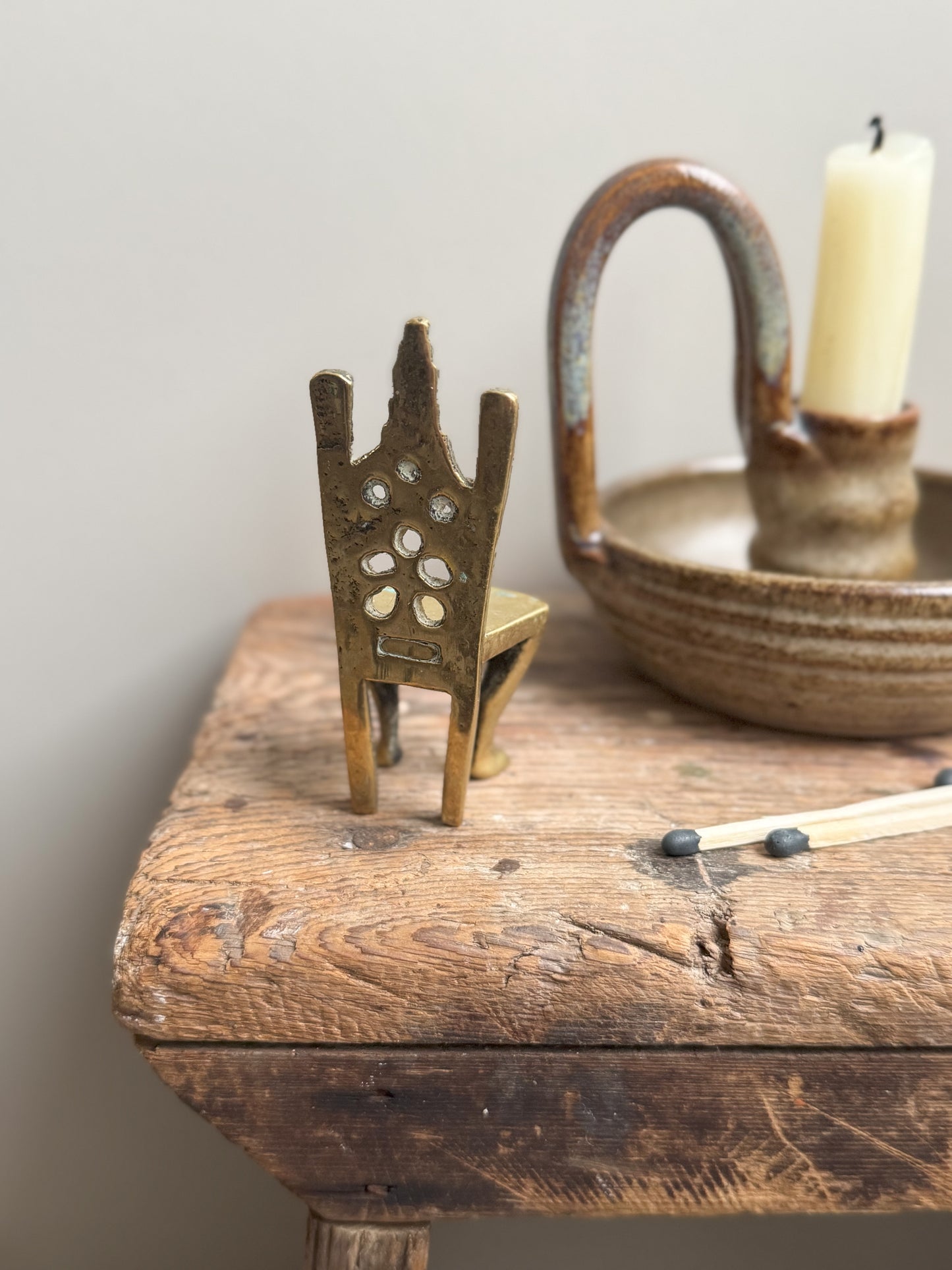 Antique Solid Brass Miniature Chair