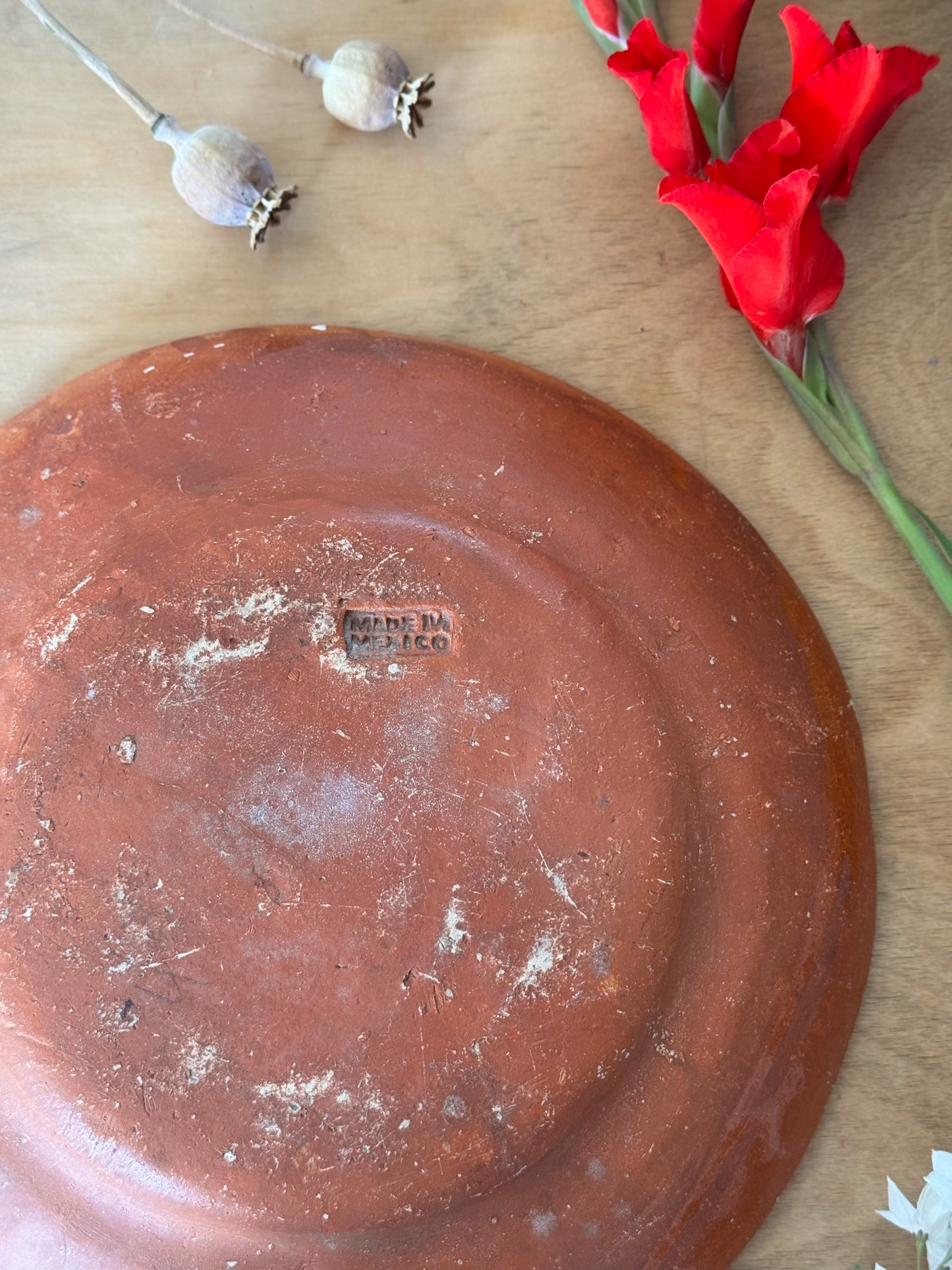 Vintage Mexican Studio Pottery Slipware Serving Bowl