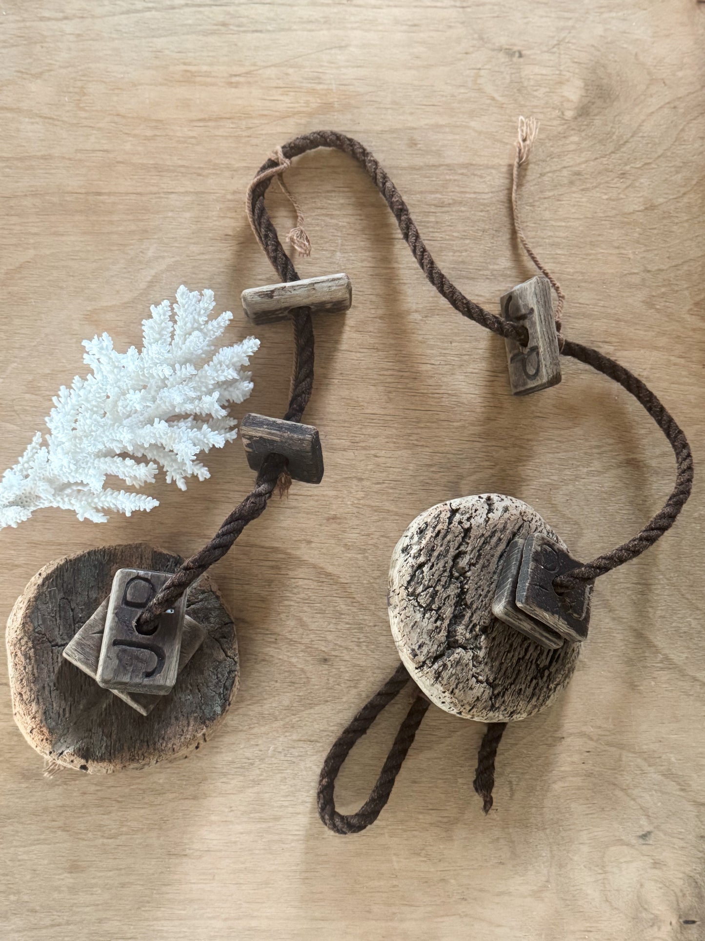Vintage French Fishing Boat Floats, Hand-Carved with Initials ‘JP’