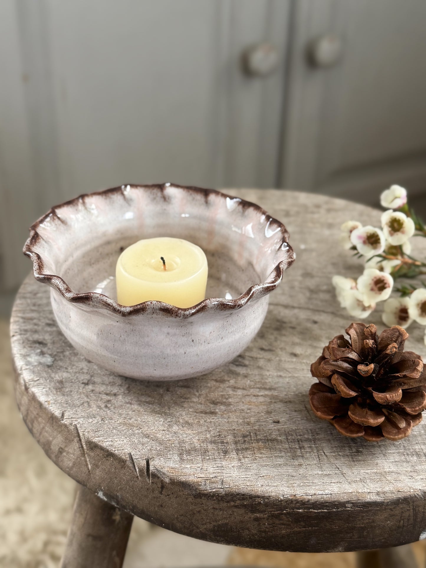 Vintage Studio Pottery Scalloped Edge Bowl by Woburn Pottery