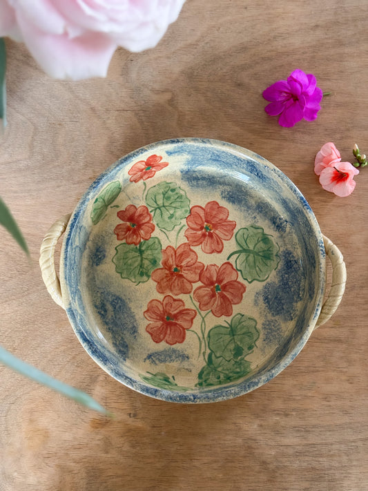 Vintage Large Welsh Studio Pottery Geranium Serving Dish by Nick Membery