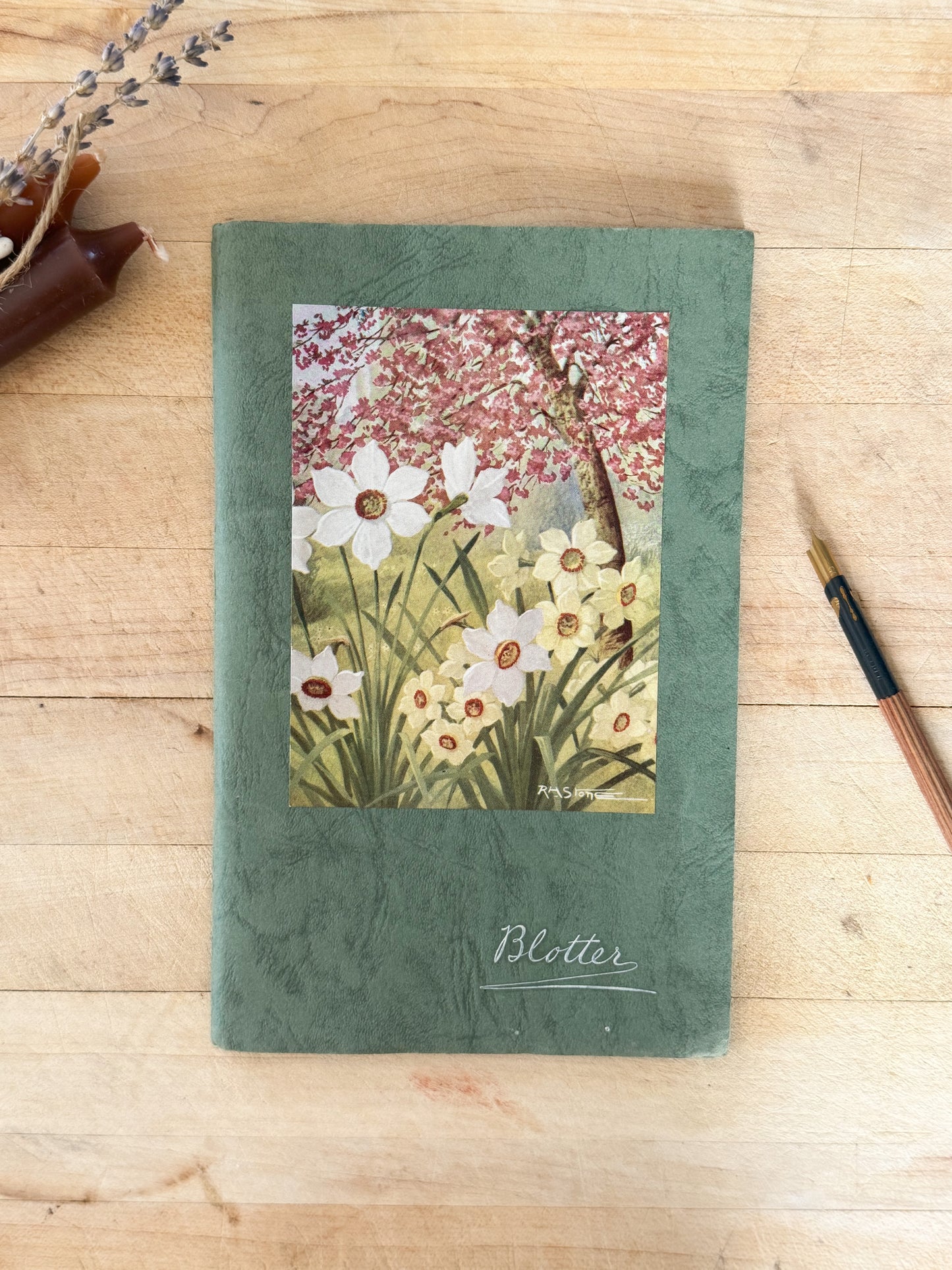 Vintage Handmade Folk Art Ink Blotter | Blotting Paper Book