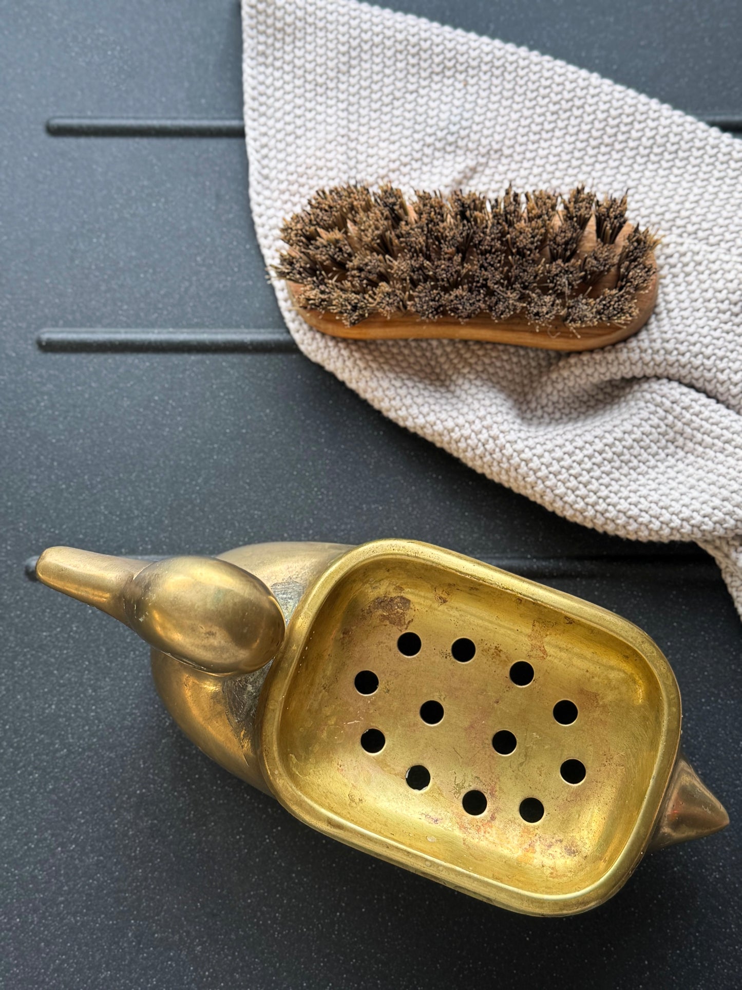 Vintage Solid Brass Duck Soap Dish