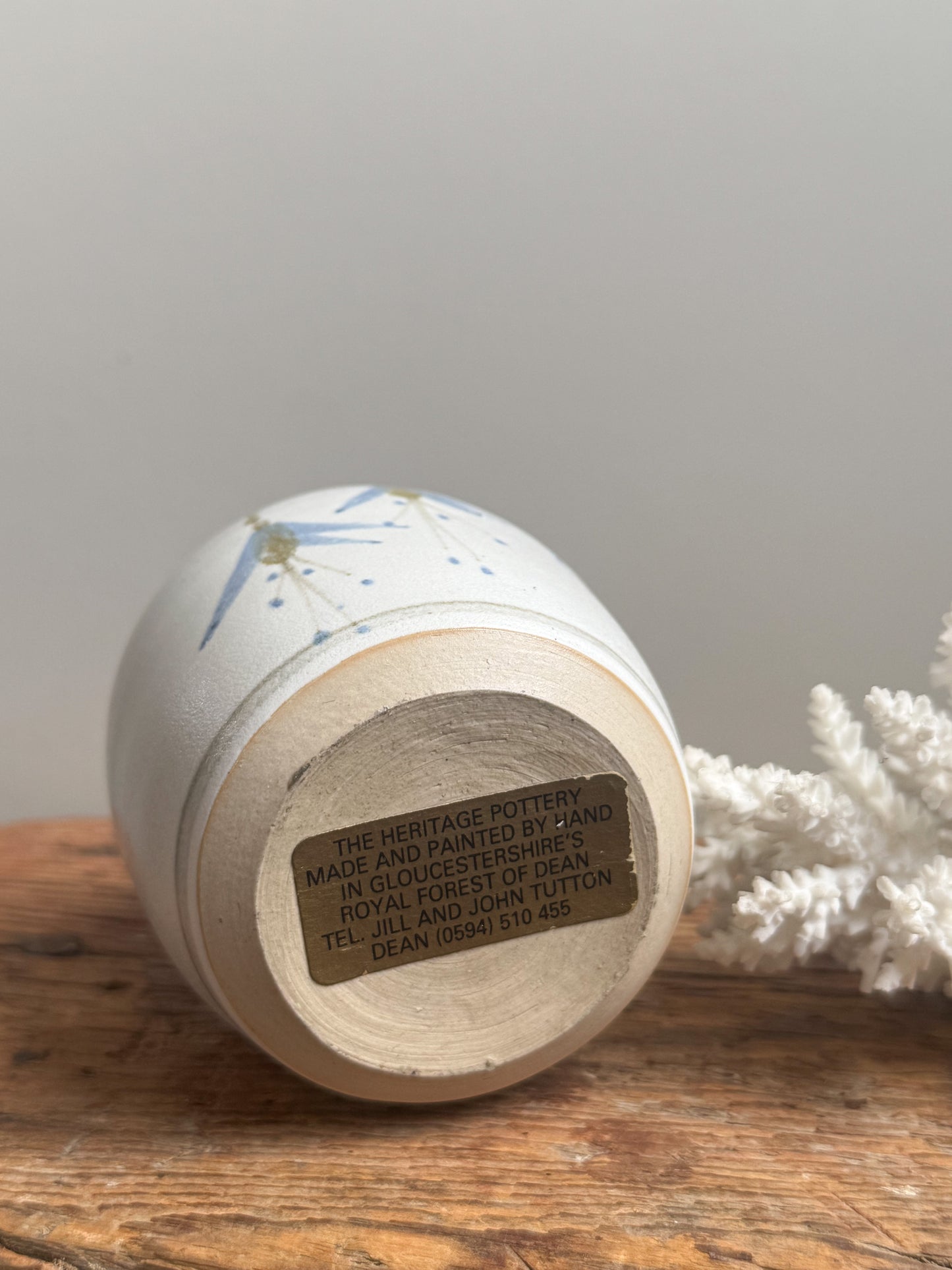 Vintage Studio Pottery Bluebells Match Pot by The Heritage Pottery, Forest of Dean, Jill & John Tutton