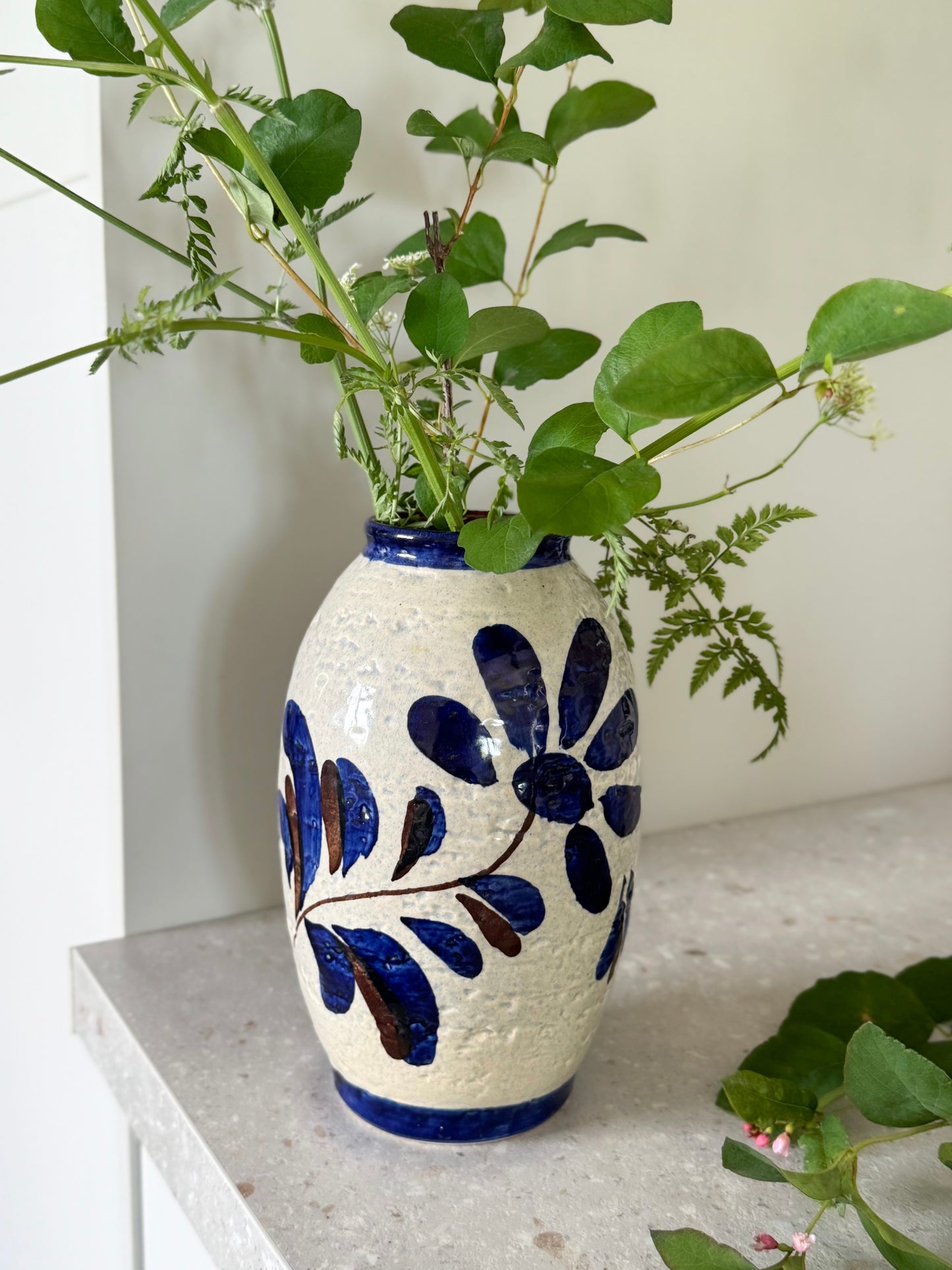 Vintage Mid-Century West German Studio Pottery Floral Vase by Bay Keramik
