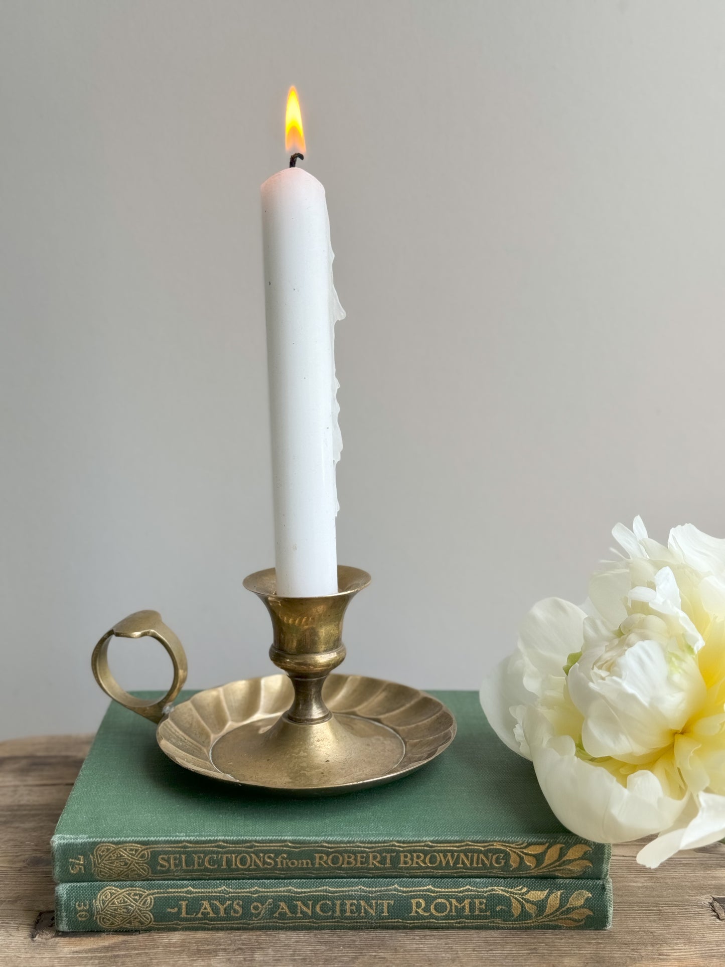 Vintage Brass Scalloped Chamberstick