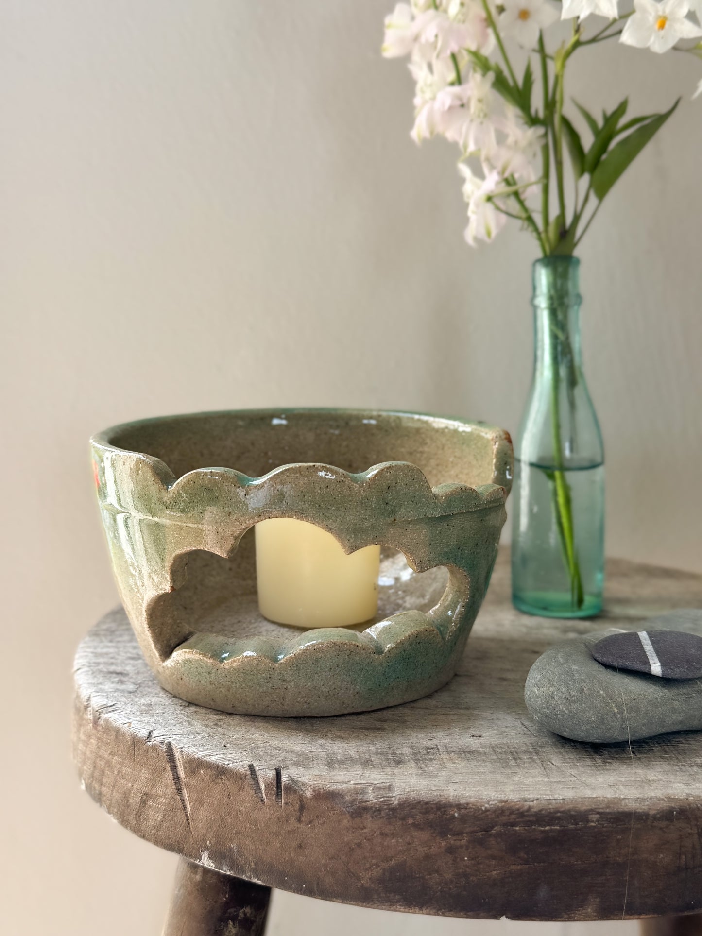 Studio Pottery Sculptural ‘Cloud’ Candle Bowl