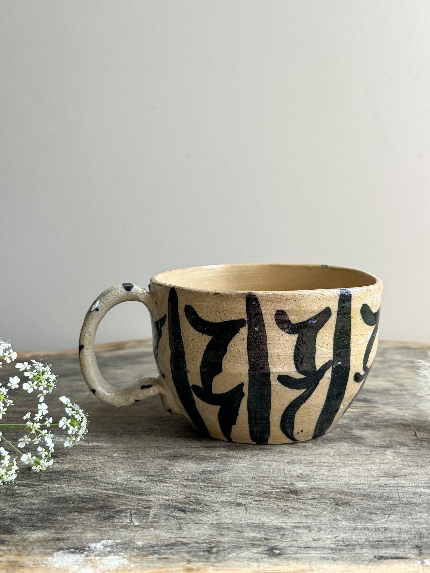 Folk Art Studio Pottery Abstract Mug
