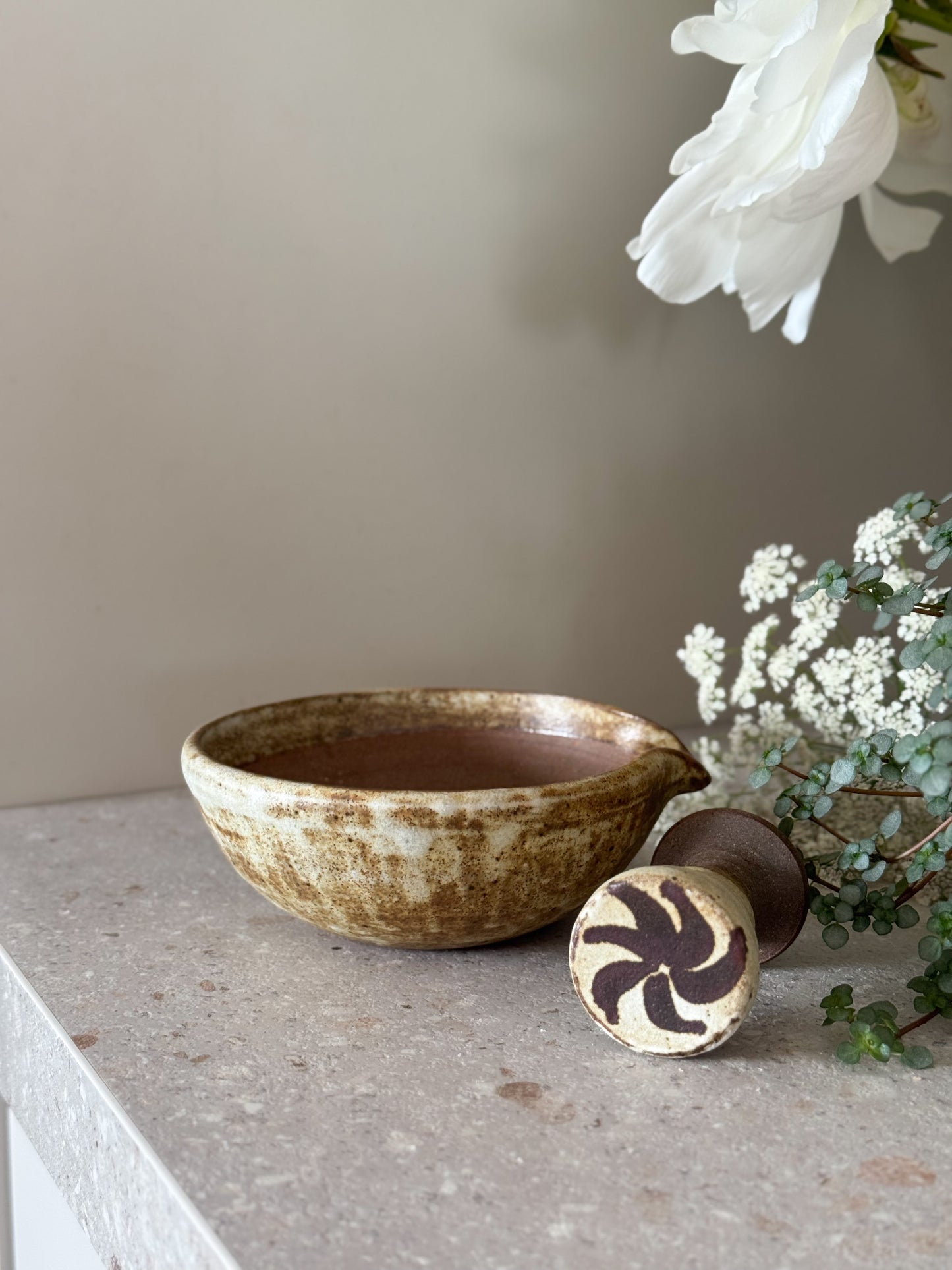 Rare Studio Pottery Pestle & Mortar by Vera Tollow