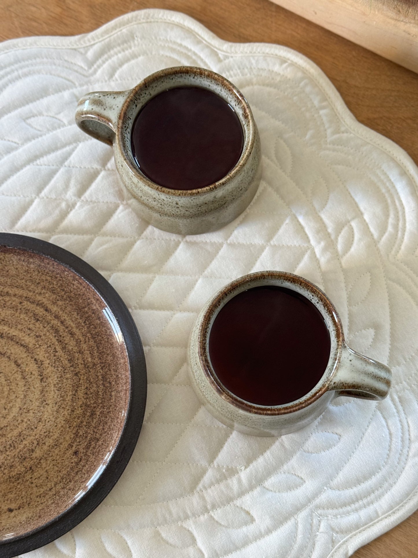 Vintage Studio Pottery Speckled Mugs (Pair)
