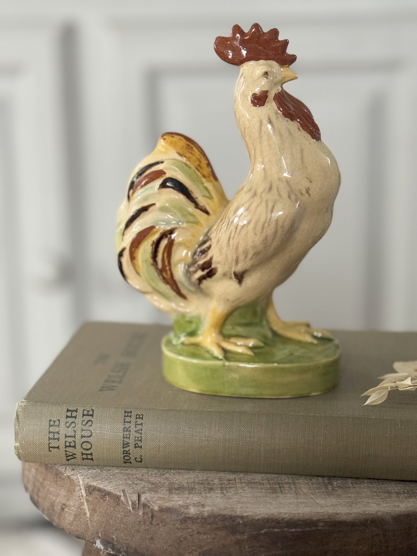Vintage Chinese Pottery Farmhouse Rooster Sculpture