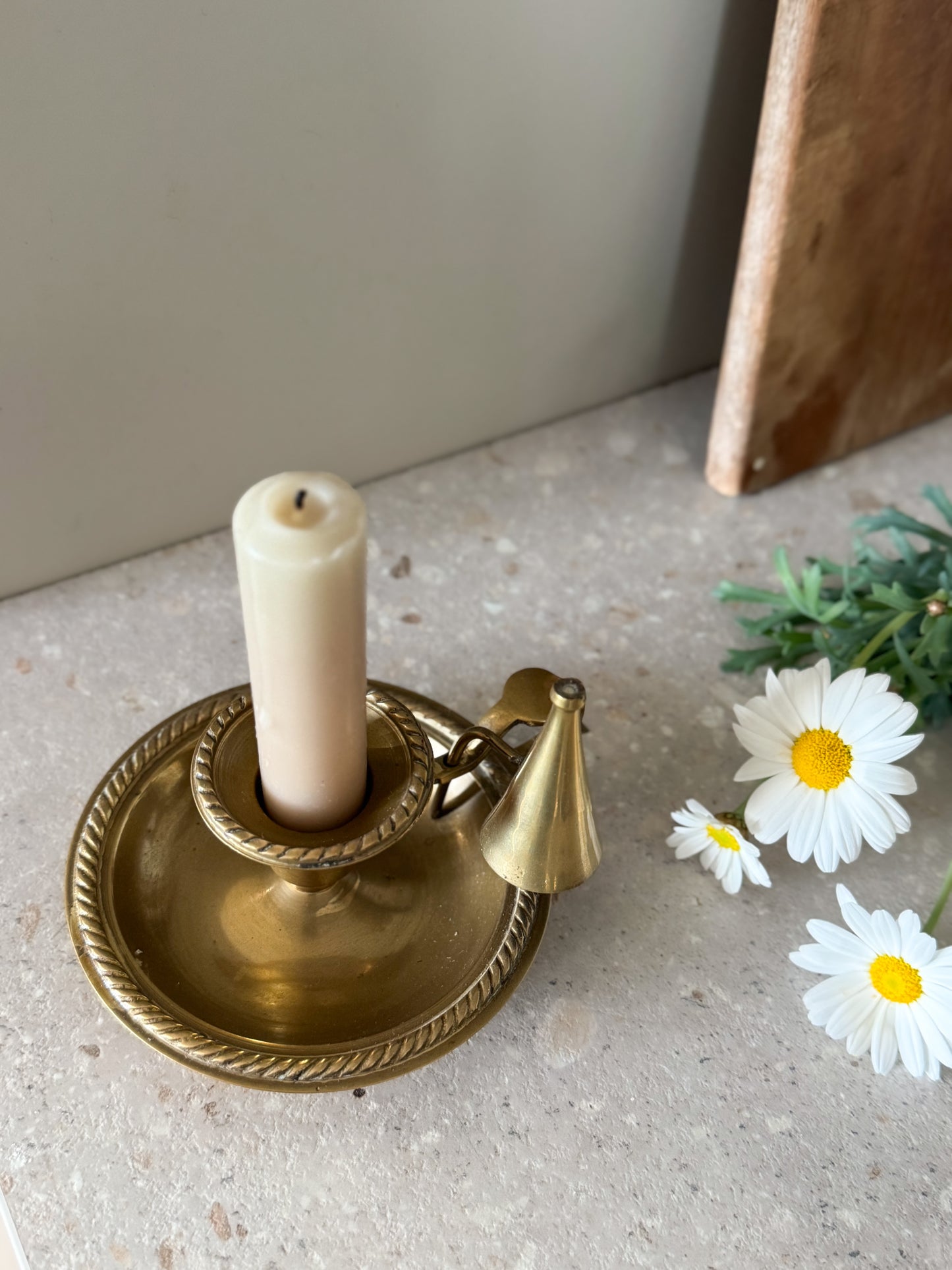 Vintage Solid Brass Chamberstick with Snuffer