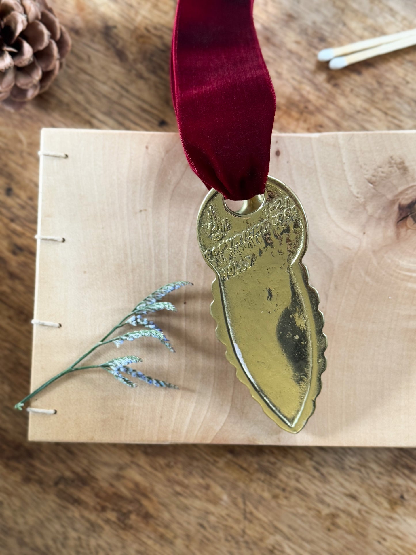 Vintage 1950 Solid Brass ‘Holly Leaf’ Letter Clip by Virginia Metalworks