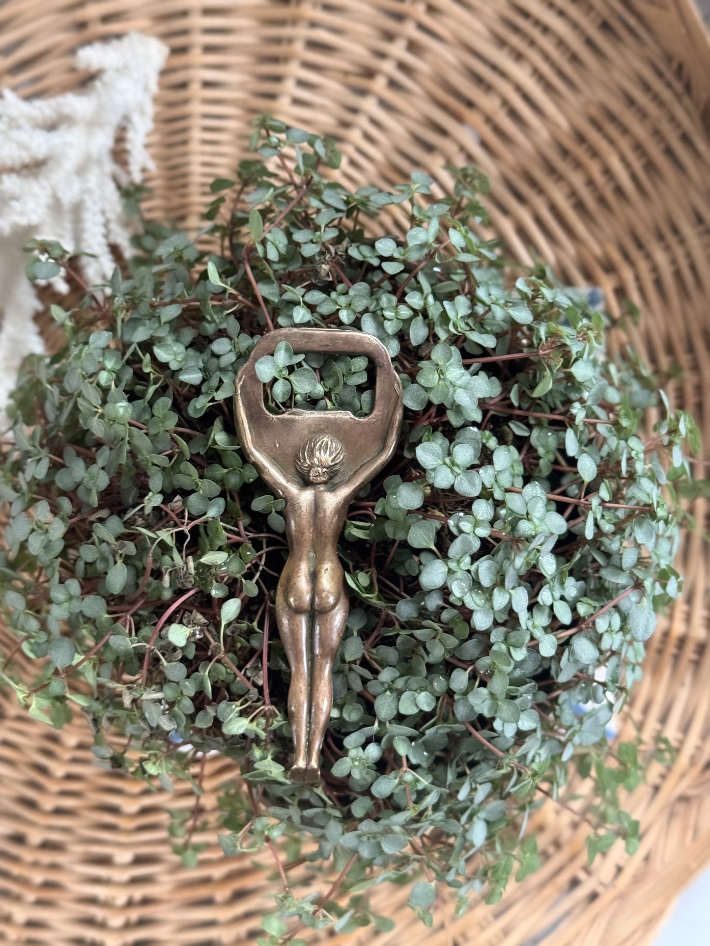 Vintage Art Deco Brass Bottle Opener, Nude Female Form, c.1930s