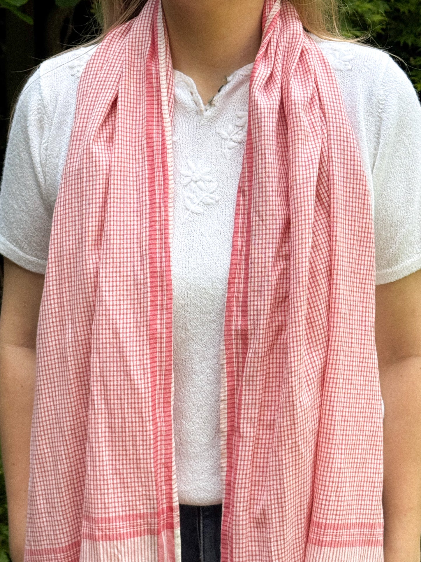 Vintage Cotton Gingham Stripe Scarf | Sourced in Berlin
