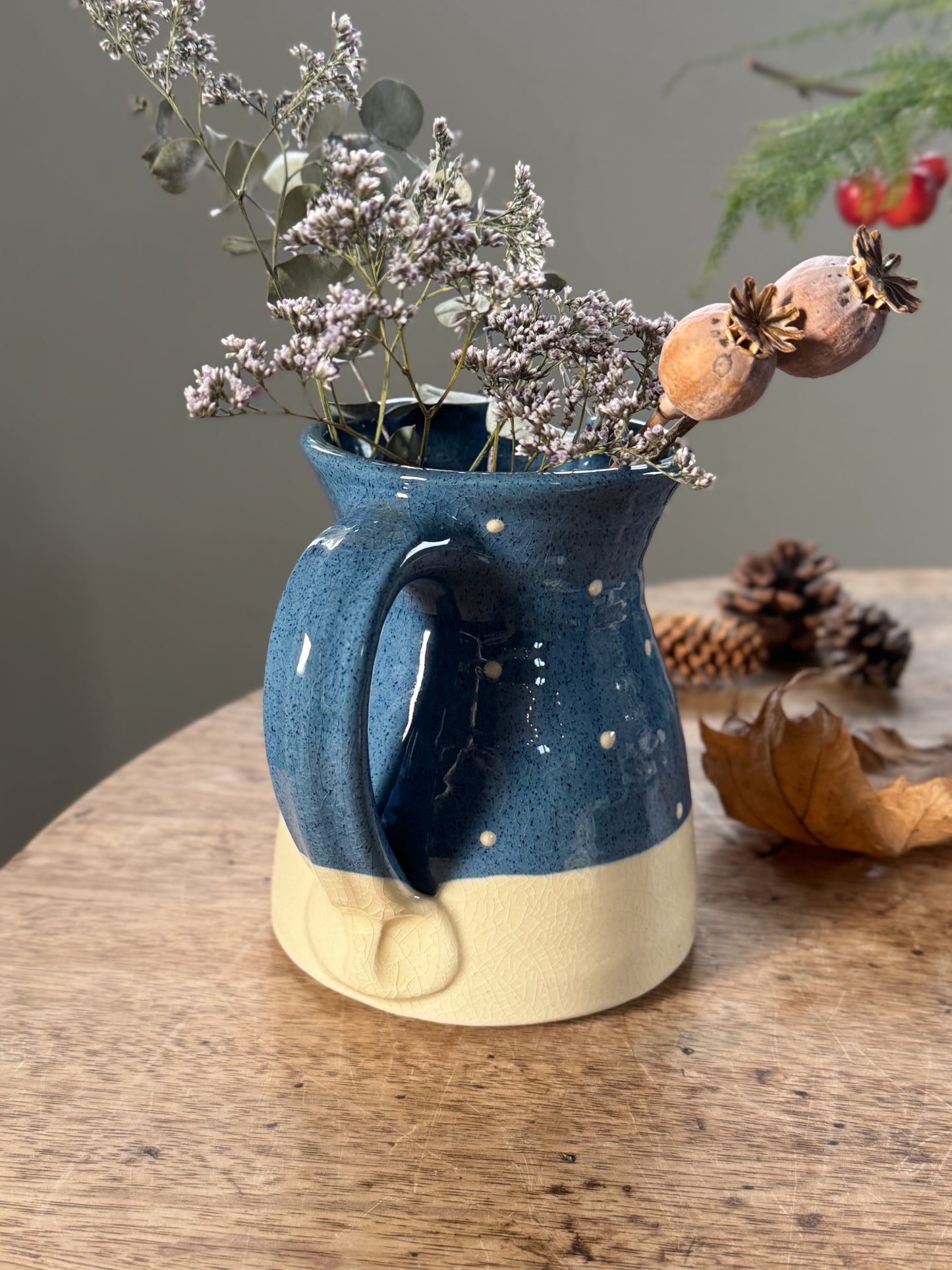 Vintage Handmade Studio Pottery ‘Penguins in the Snow’ Slipware Jug