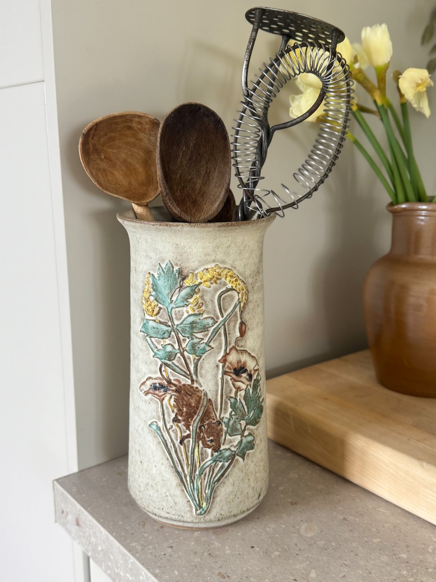 Vintage Welsh Studio Pottery Vase / Utensil Pot – Tregaron Pottery