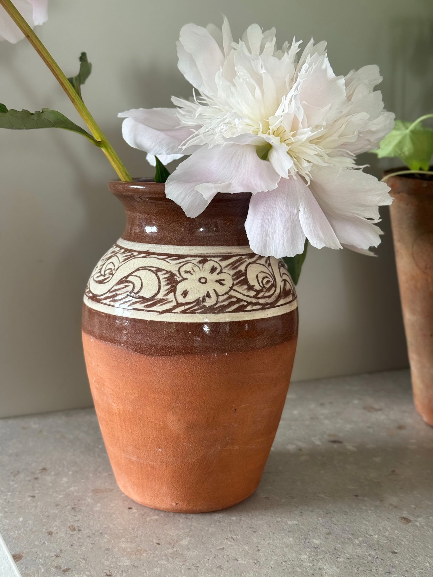 Vintage Terracotta Slipware Vase by Rookes Pottery, Ipstones |
Staffordshire Studio Pottery
