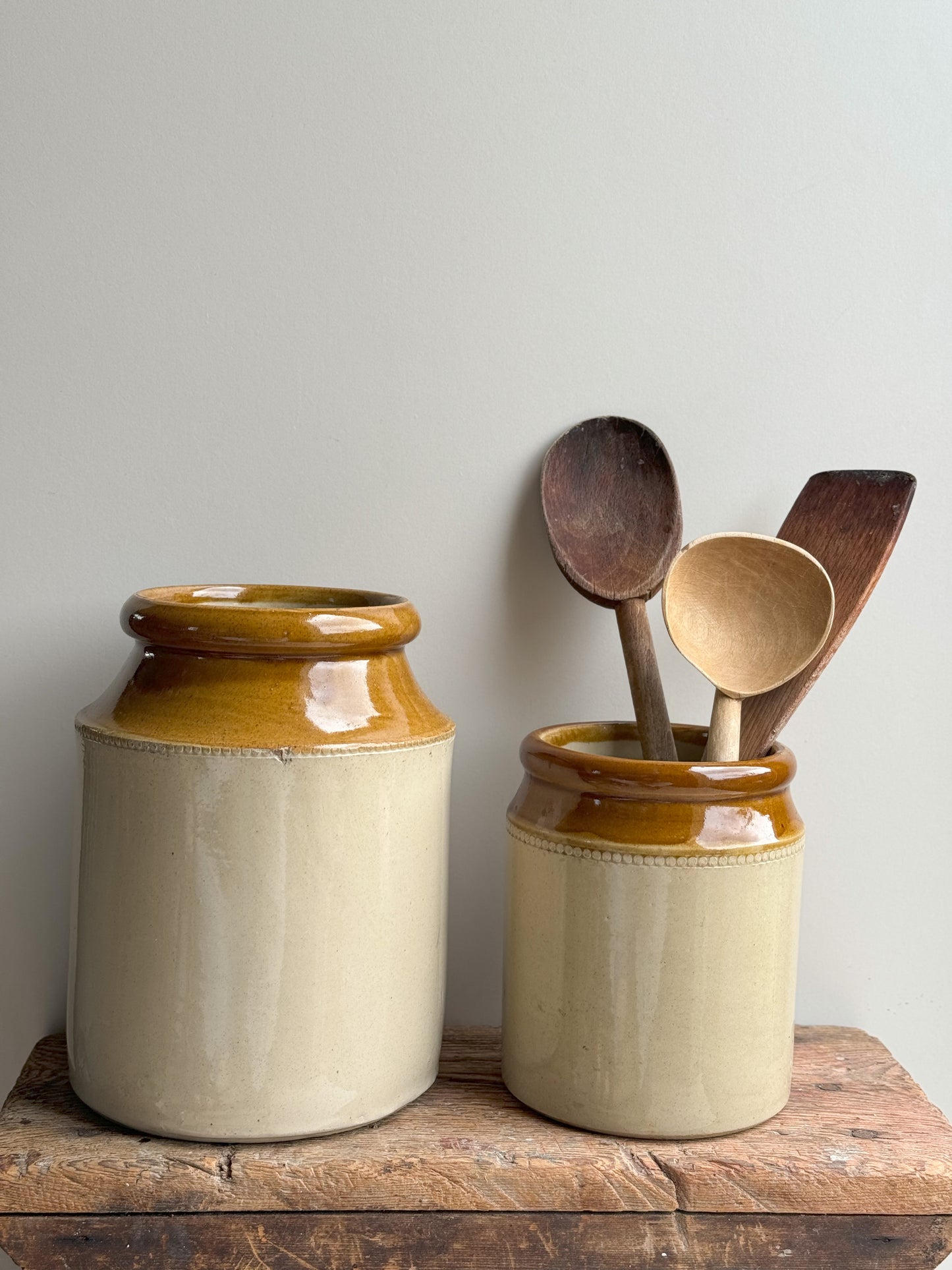 Pair of Antique Stoneware Crock Pots