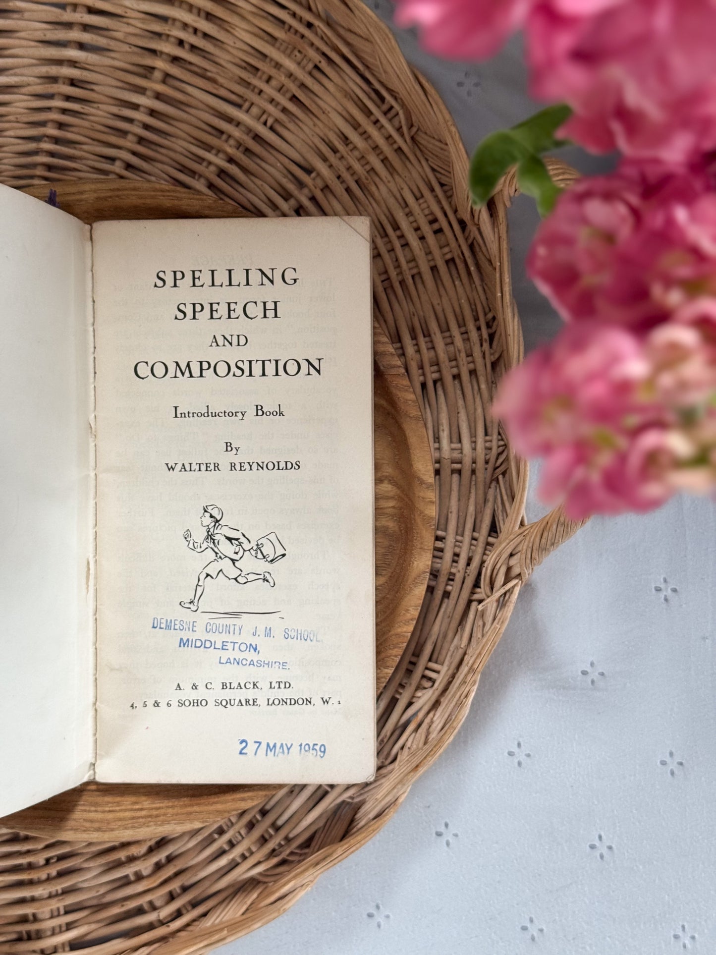 Vintage 1959 Educational Book, Spelling, Speech and Composition by Walter Reynolds