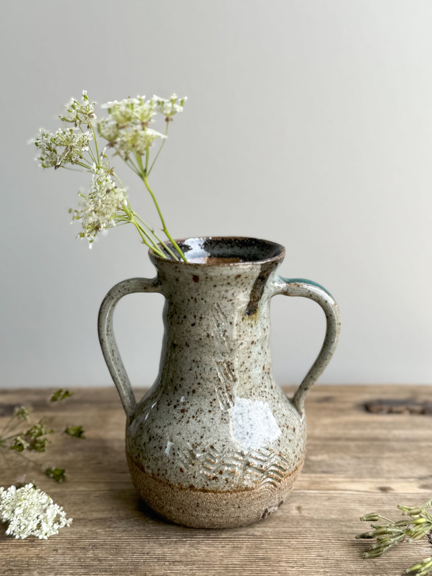 Miniature Abstract Glazed Studio Pottery Handled Pot