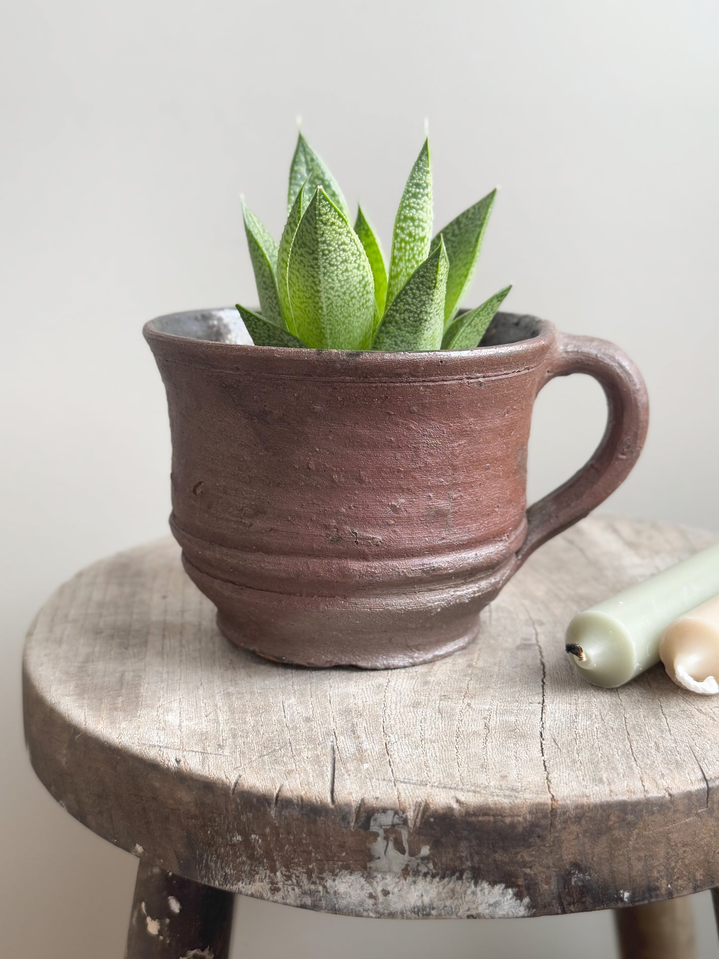 Antique French Brown Textured Stoneware Confit Pot