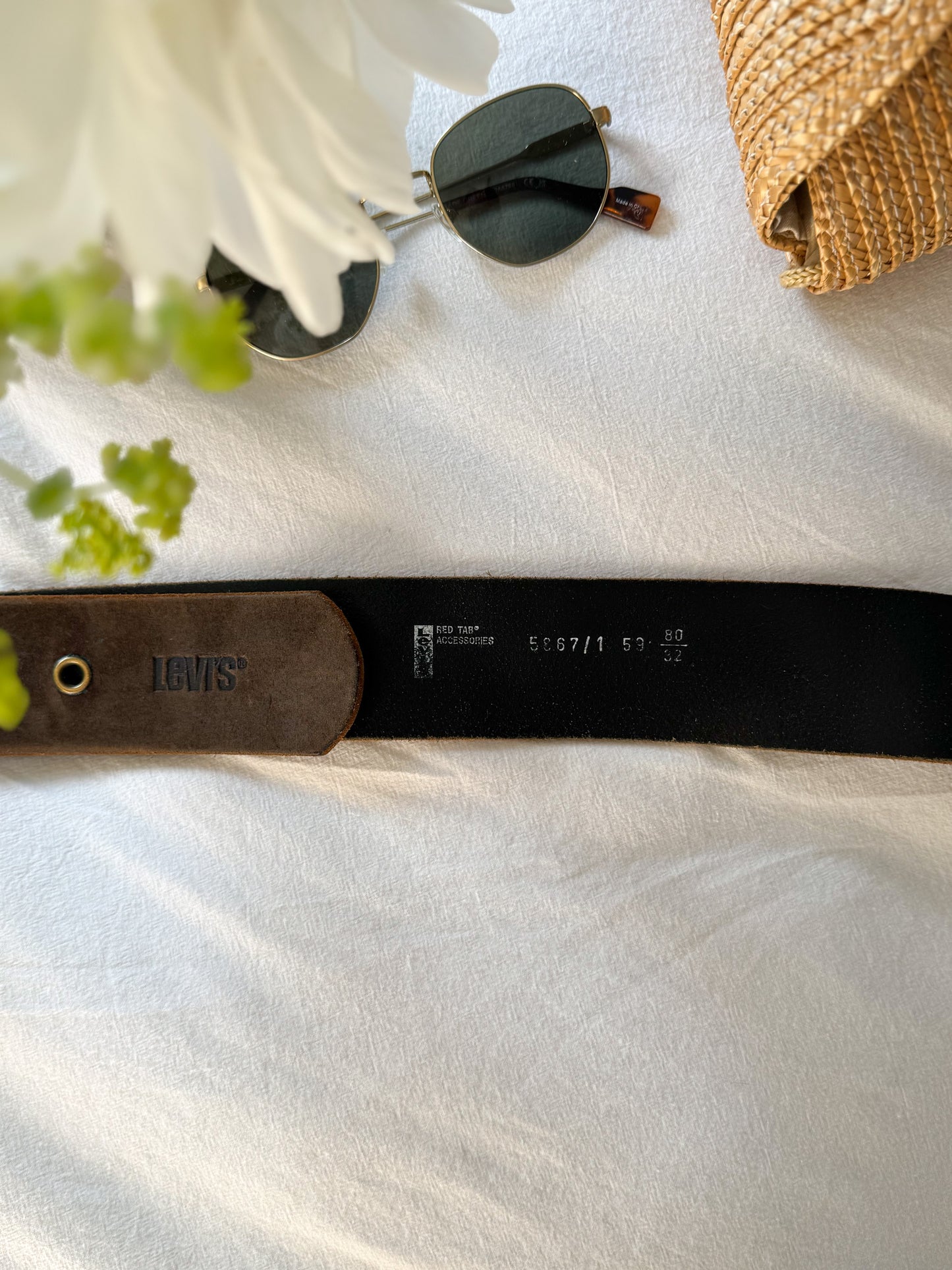 Vintage 1990s Levi’s Brown Suede Belt with Brass Buckle
