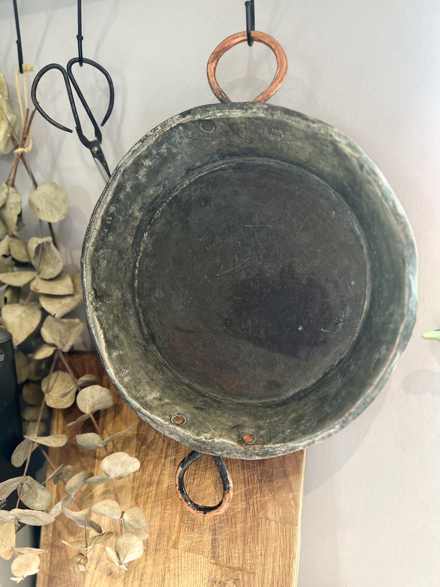 Antique French Hammered Copper Pan