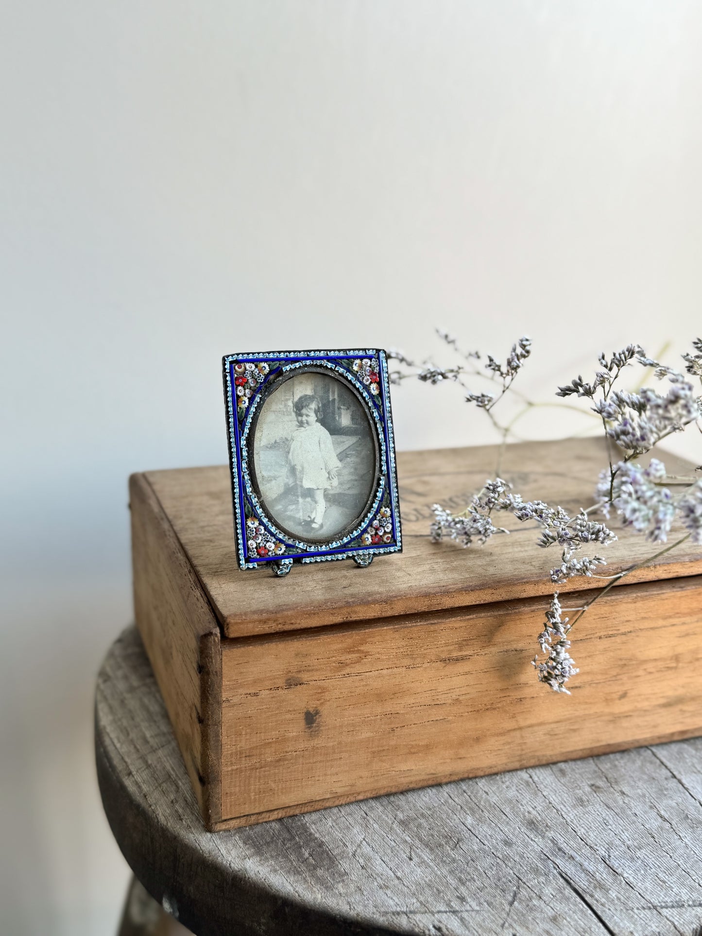 Antique Handmade Italian Micro Mosaic Miniature Photo Frame