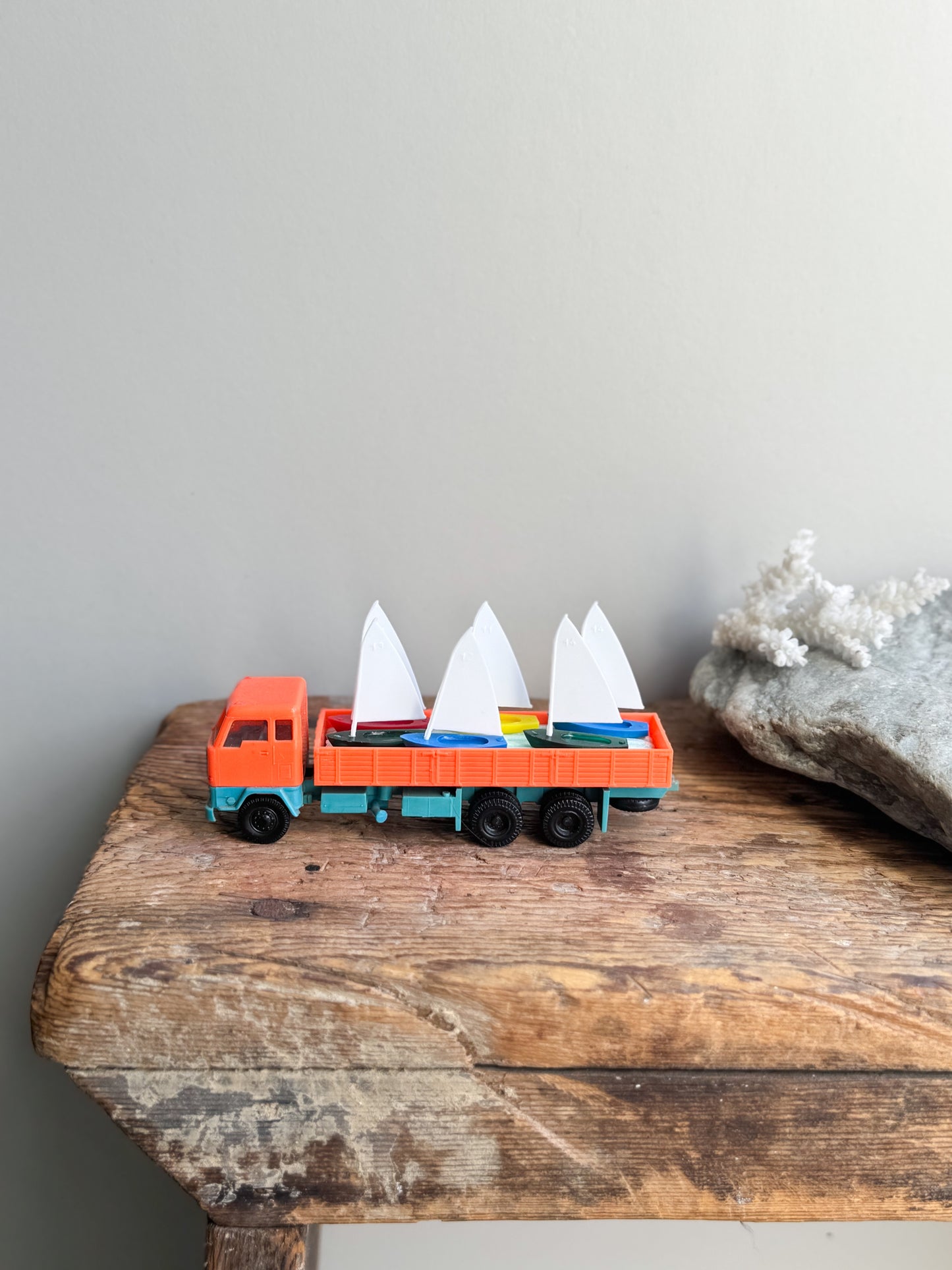 Vintage 1960s Plastic Toy – Sailboat Transport Truck