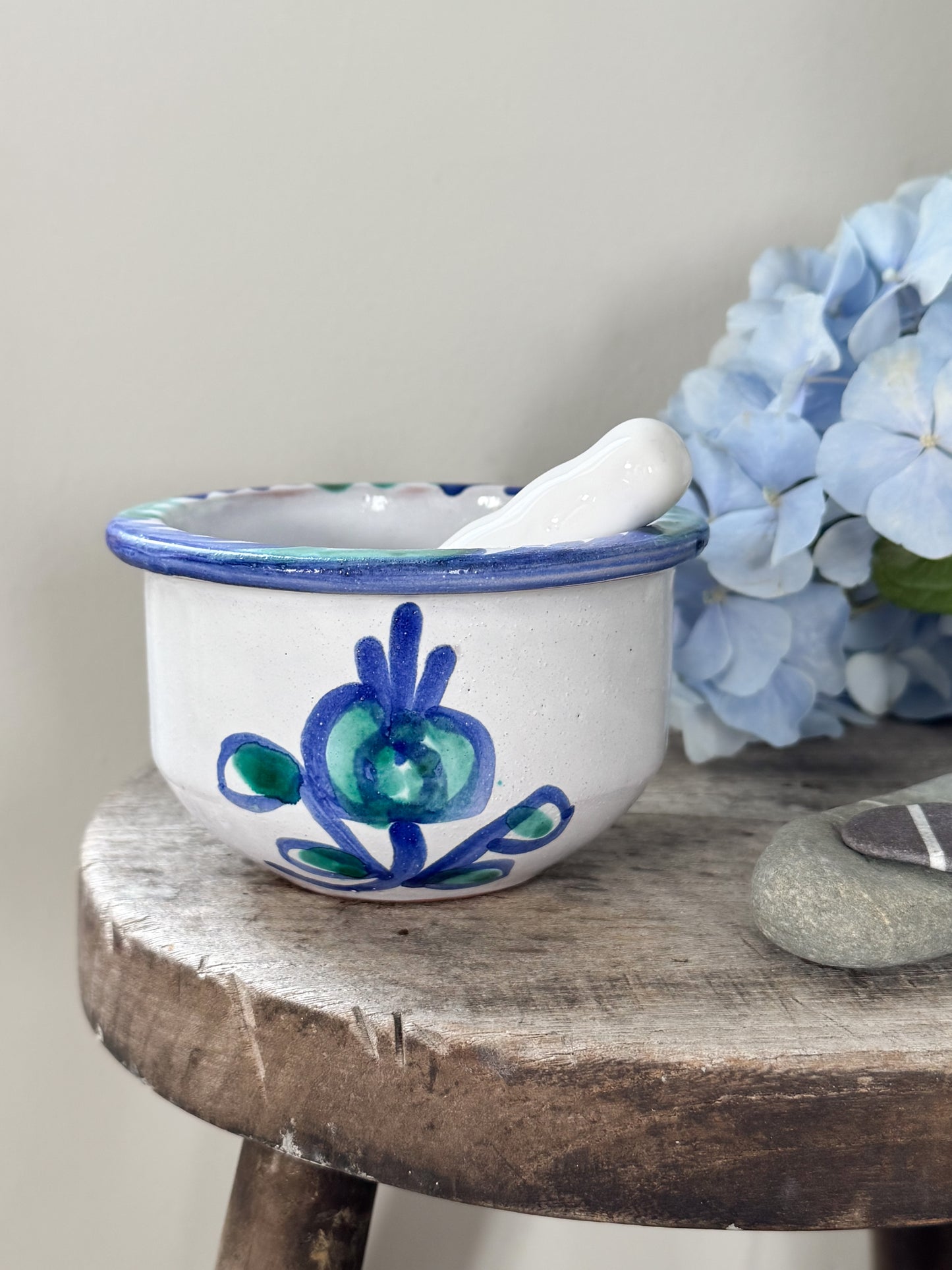 Vintage Fajalauza Granada Pottery Pestle & Mortar