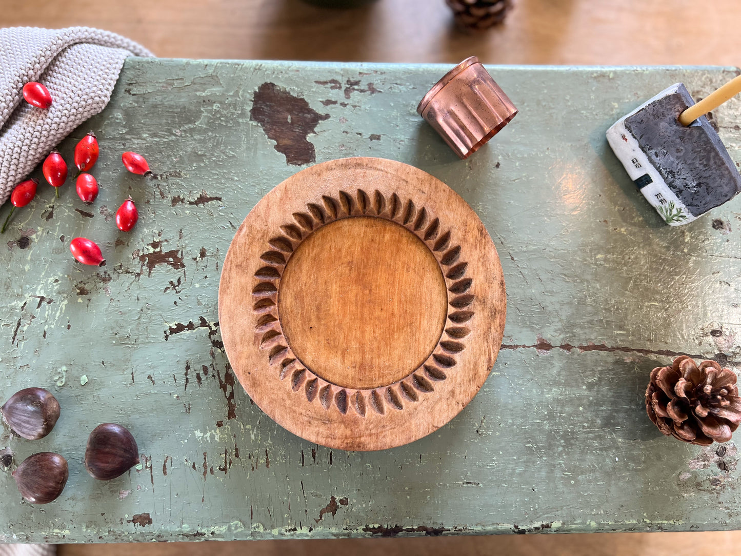 Antique Wooden Sun Shaped Shortbread Mould