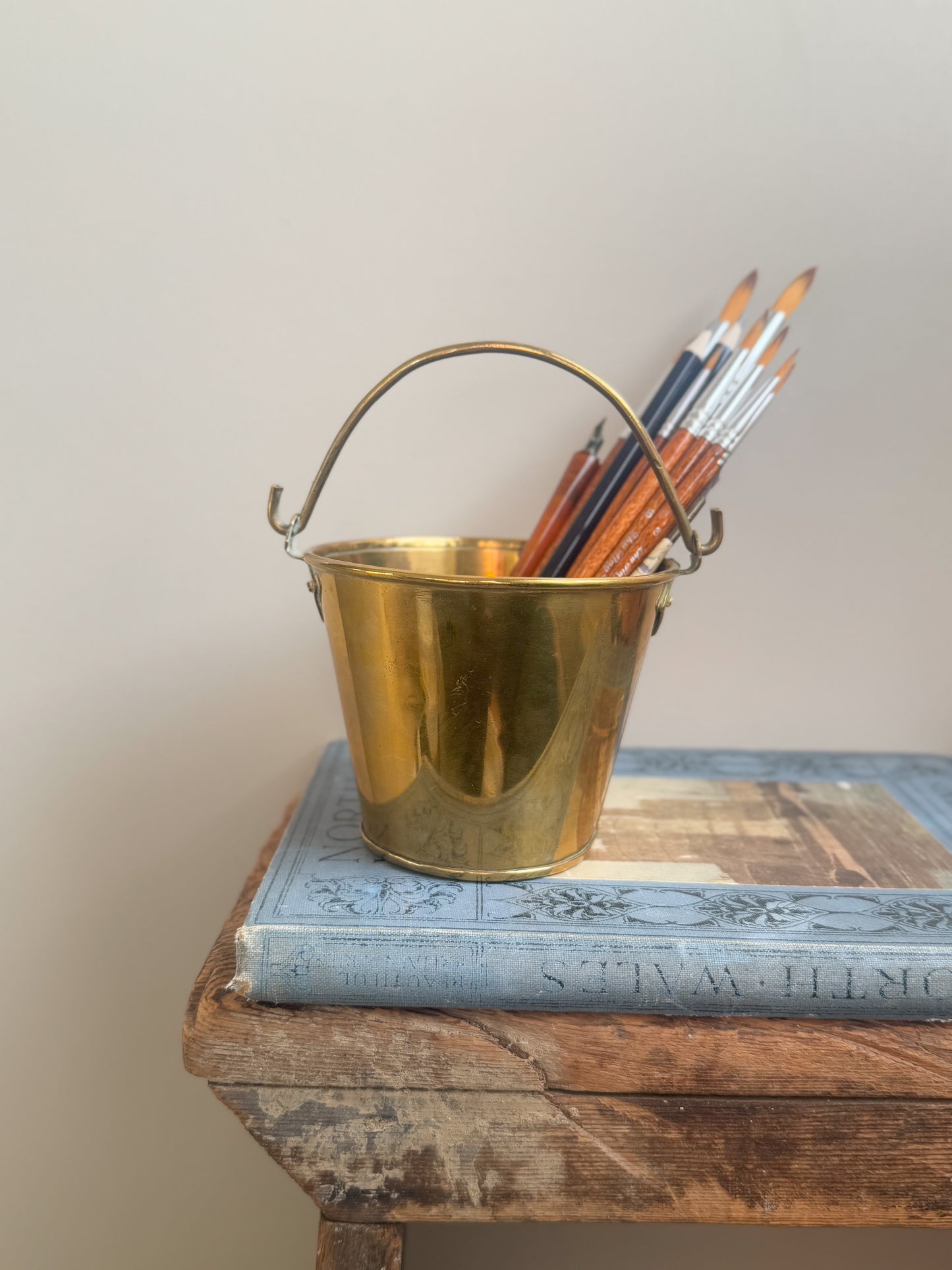 Vintage Handmade Solid Brass Small Bucket