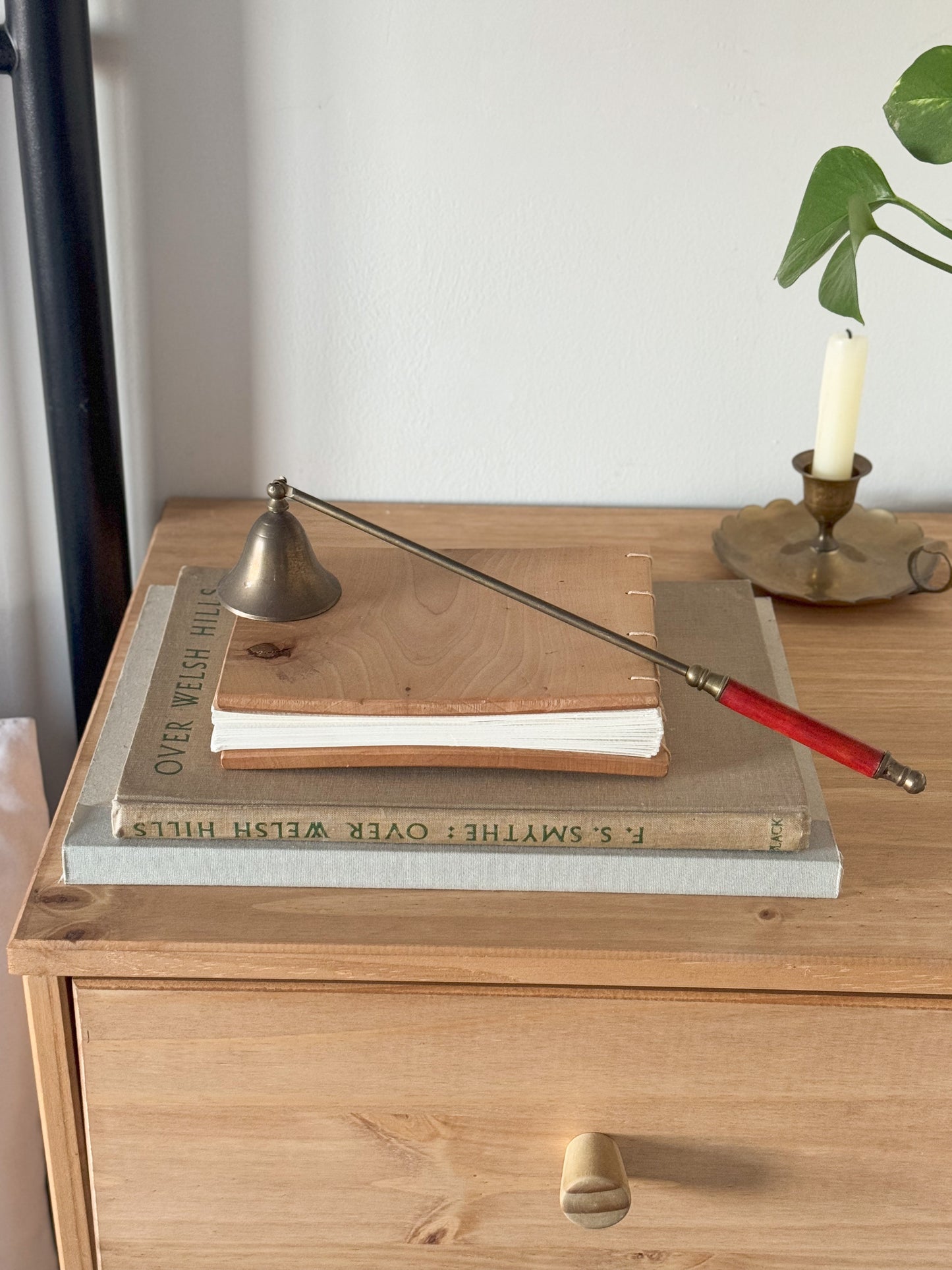 Vintage Brass Candle Snuffer with Wooden Handle