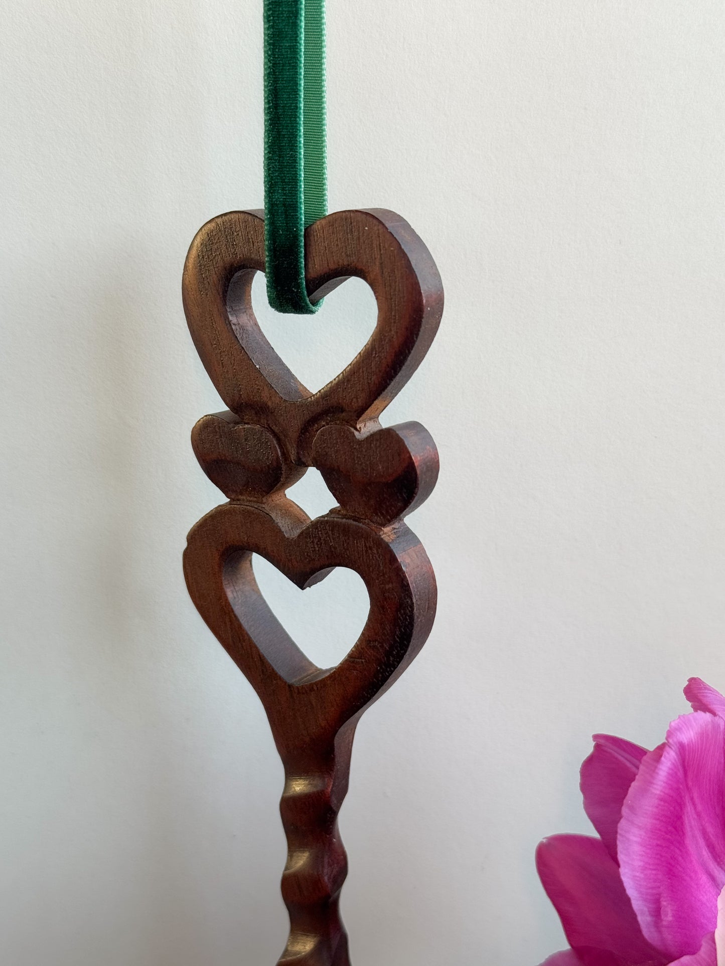 Four Hearts • Pedair Calon Vintage Hand-Carved Welsh Love Spoon
