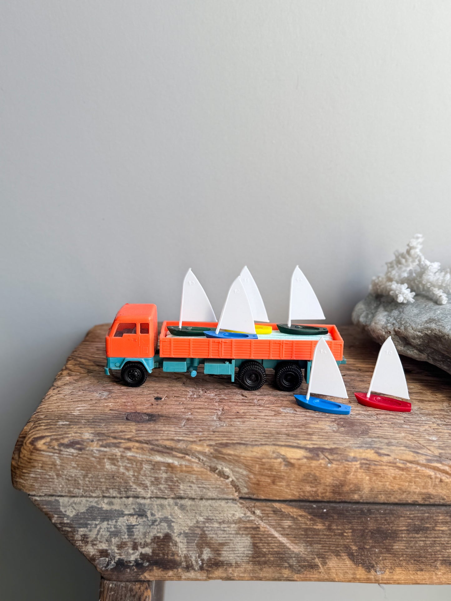 Vintage 1960s Plastic Toy – Sailboat Transport Truck