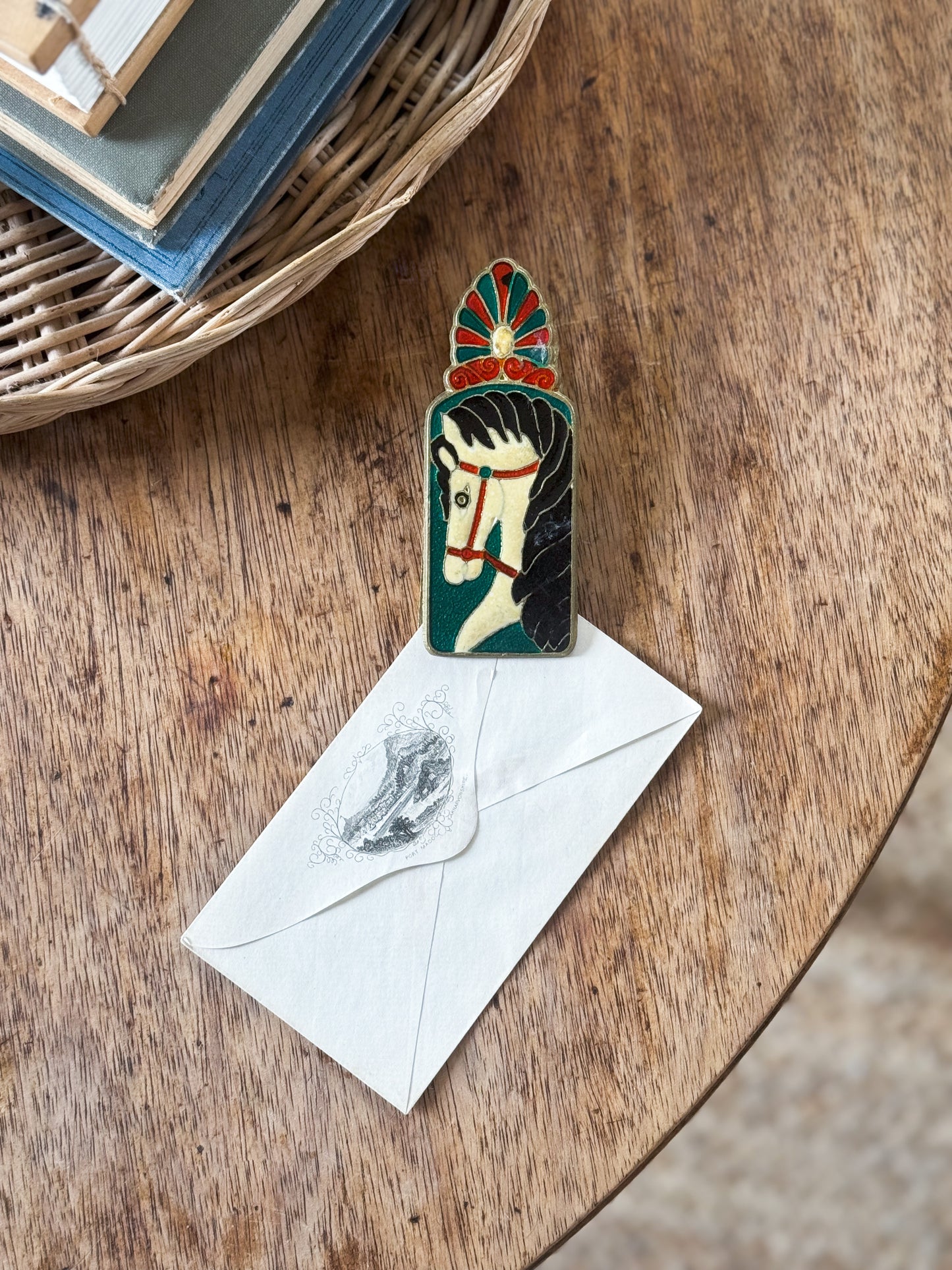 Greek Brass Cloisonné Letter Clip (Double Sided Design)