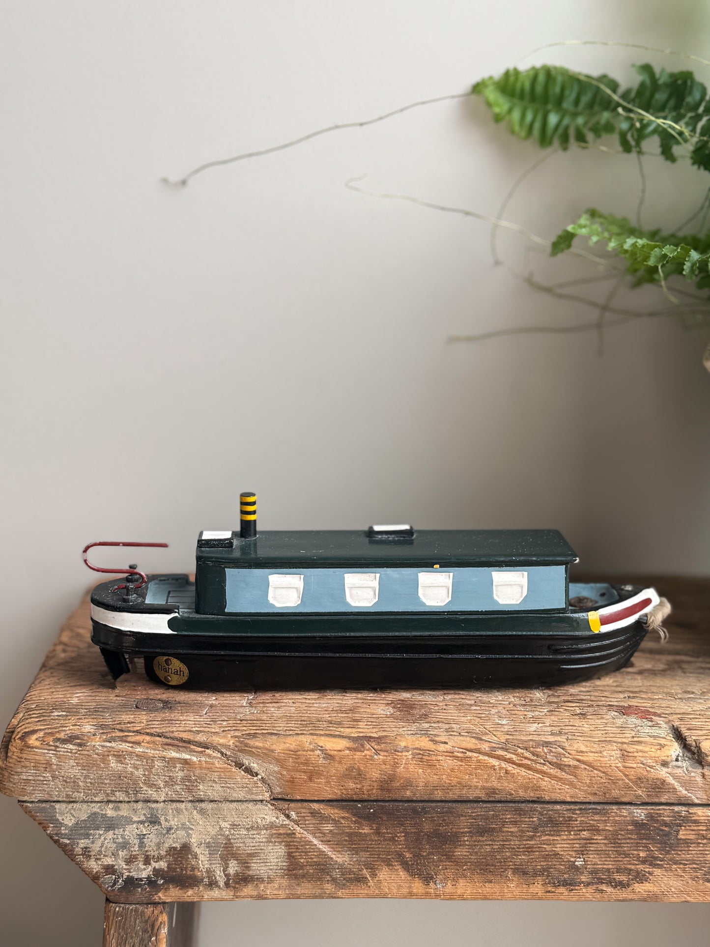 Vintage Wooden Hand-Painted ‘Hanah’ Narrowboat
